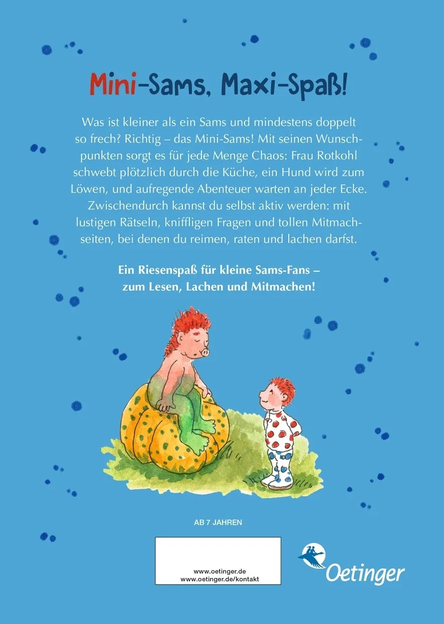 Buchrückseite von 'Das Sams. Geschichten vom Mini-Sams' mit Klappentext - Gebundene Ausgabe