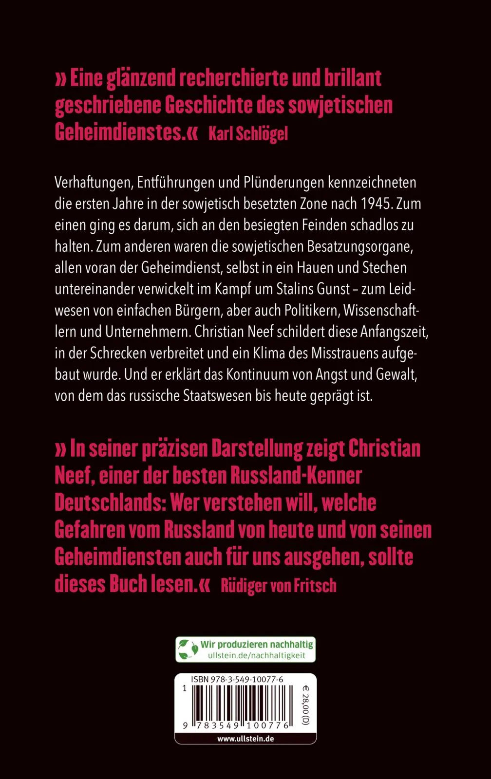 Buchrückseite von 'Das Schattenregime' mit Klappentext - Gebundene Ausgabe
