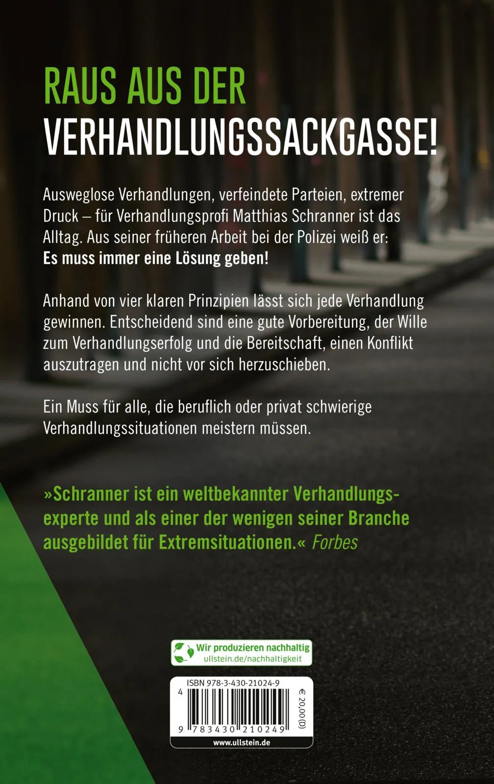 Buchrückseite von 'Das Schranner-Konzept®' mit Klappentext - Gebundene Ausgabe
