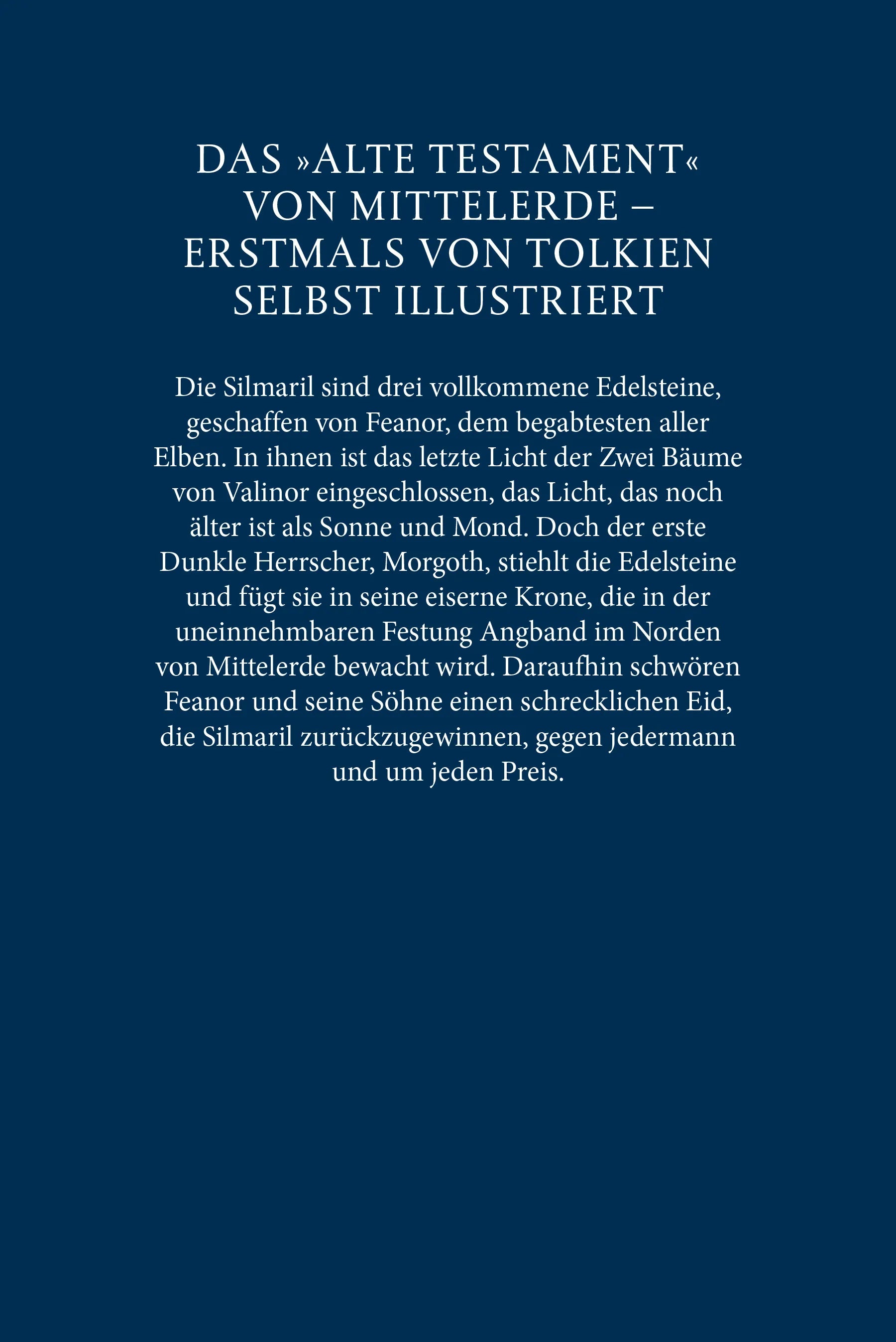 Buchrückseite von 'Das Silmarillion Luxusausgabe' mit Klappentext - Gebundene Ausgabe