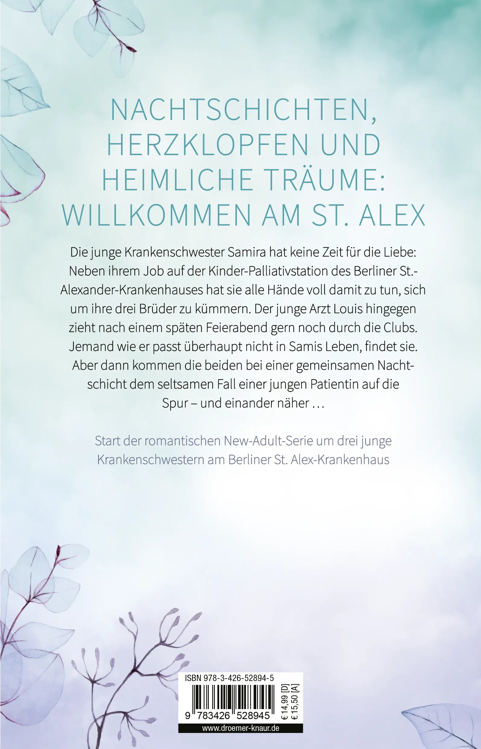 Buchrückseite von 'Das St. Alex - Nachtleuchten' mit Klappentext - Paperback
