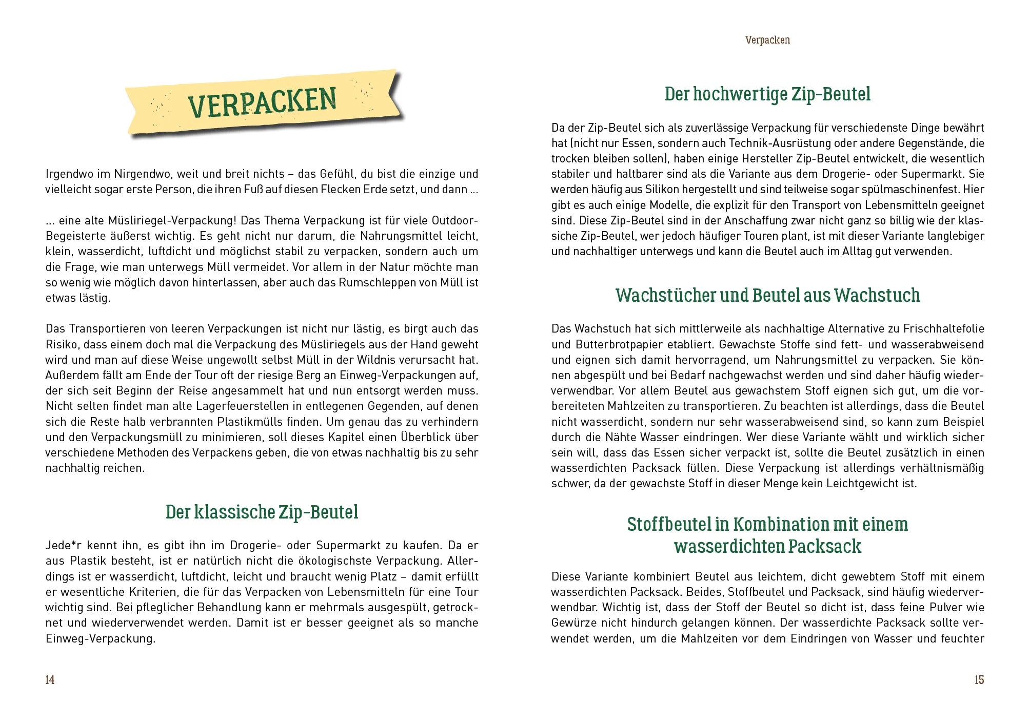 Innenansicht von 'Das Touren-Kochbuch' - Taschenbuch