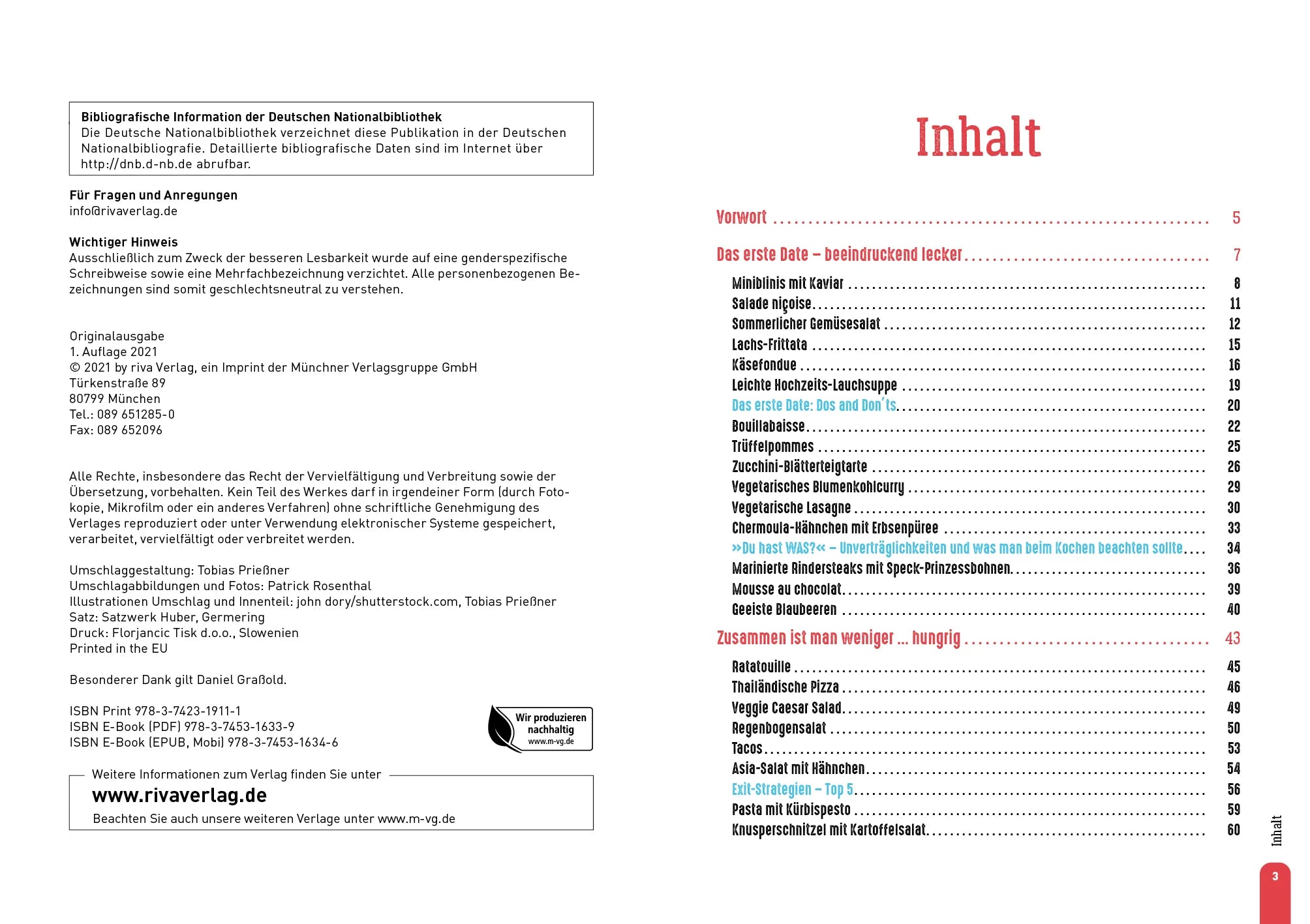 Innenansicht von 'Das ultimative Dating-Kochbuch' - Taschenbuch