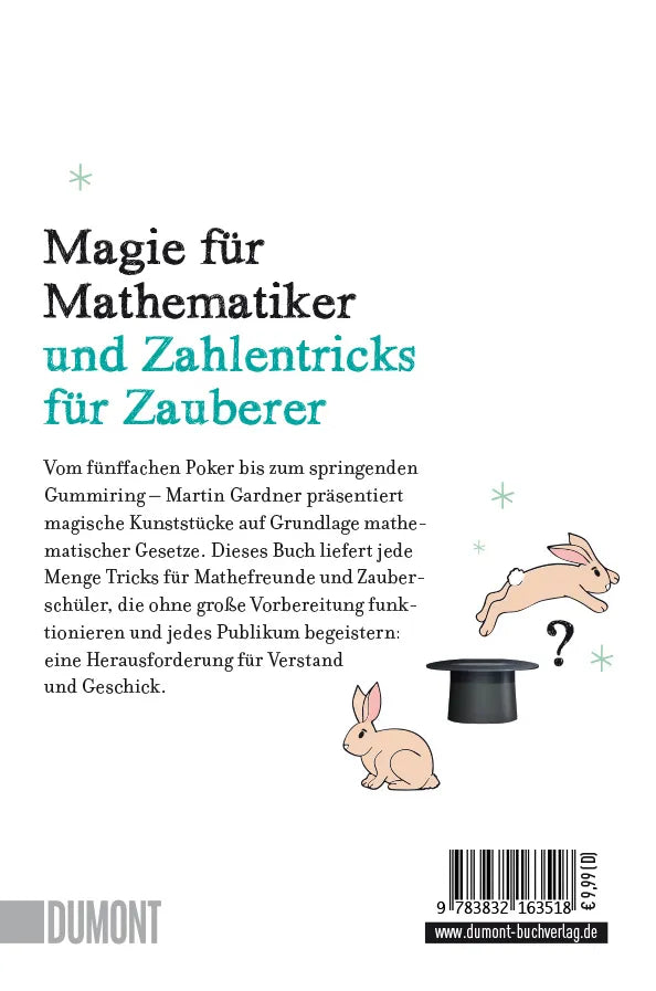 Buchrückseite von 'Das verschwundene Kaninchen und andere mathematische Tricks' mit Klappentext - Taschenbuch