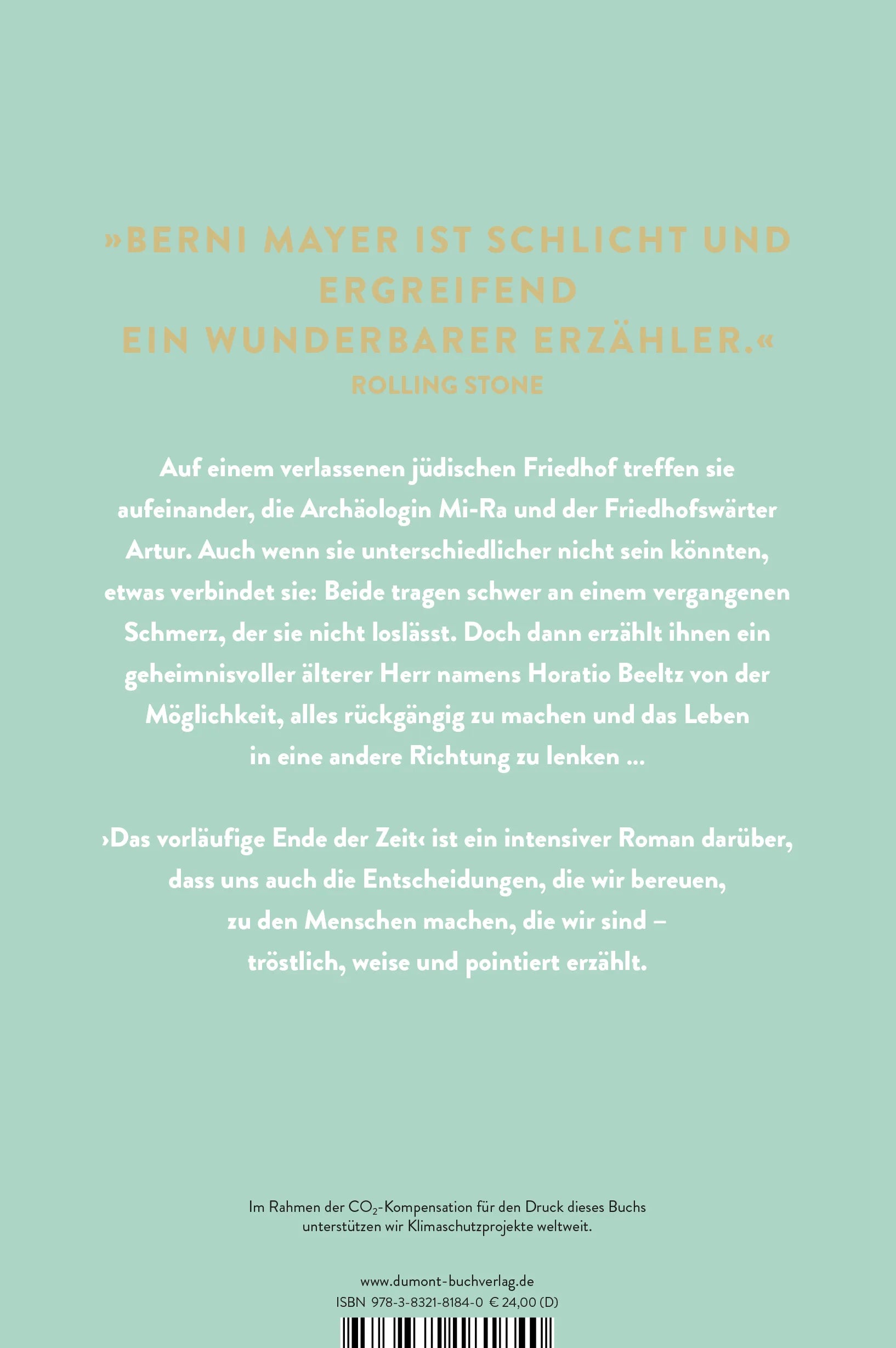 Buchrückseite von 'Das vorläufige Ende der Zeit' mit Klappentext - Gebundene Ausgabe