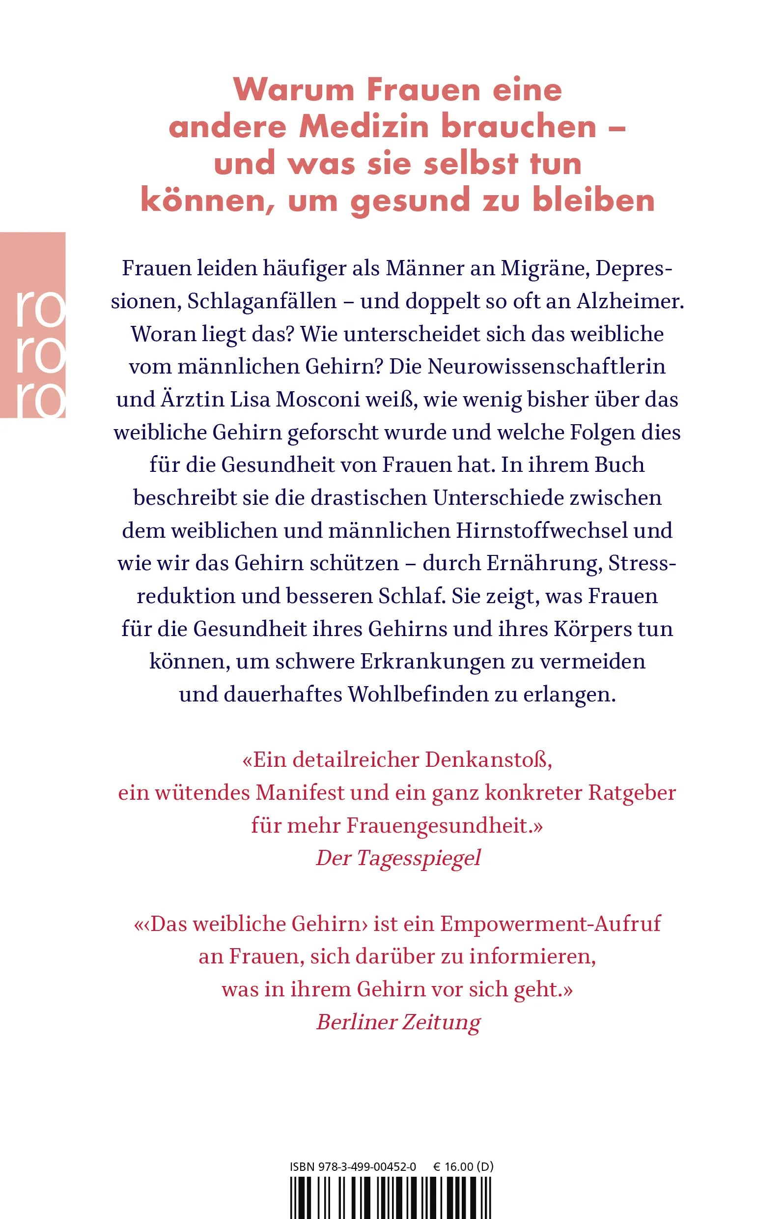 Buchrückseite von 'Das weibliche Gehirn' mit Klappentext - Taschenbuch