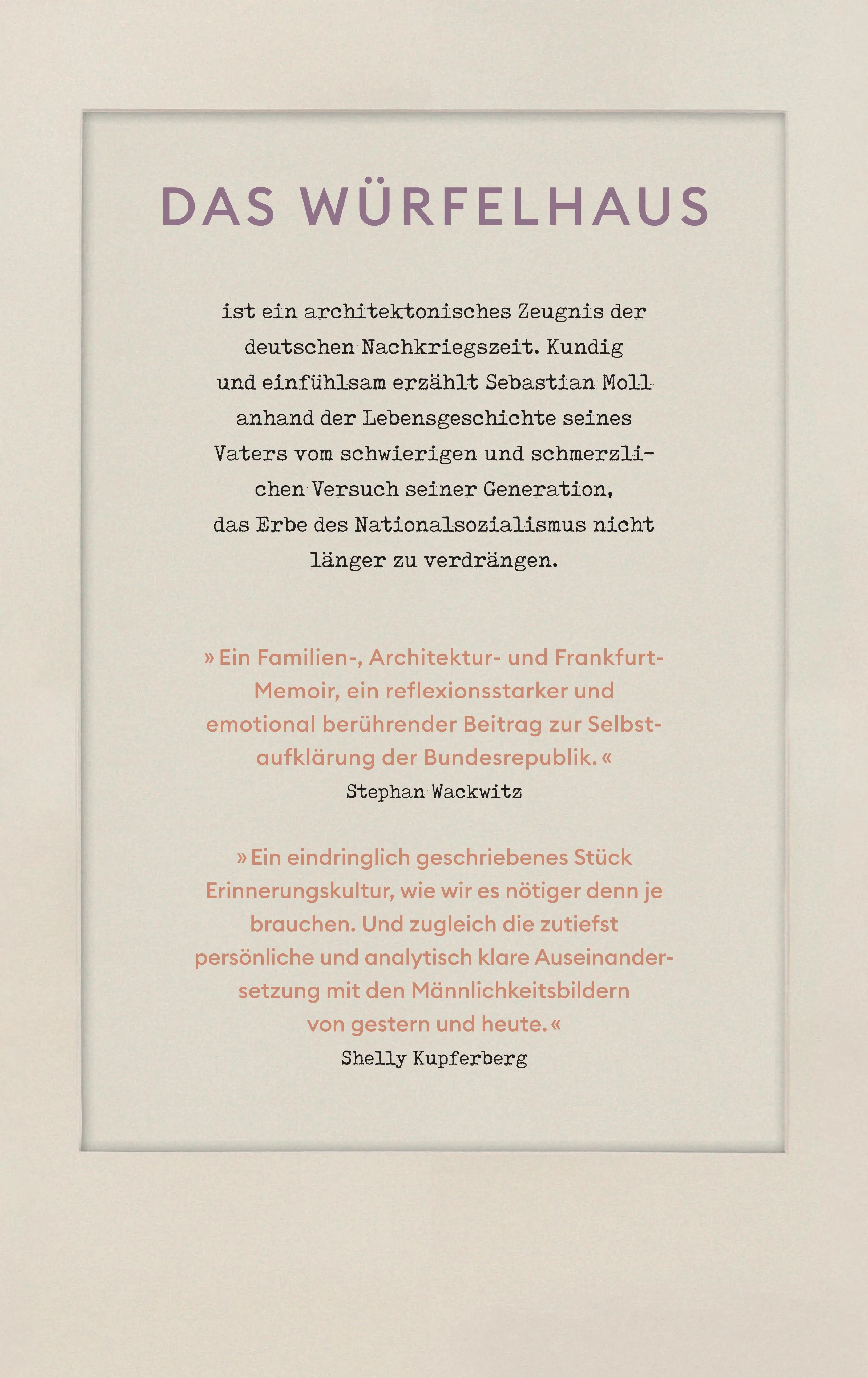 Buchrückseite von 'Das Würfelhaus' mit Klappentext - Gebundene Ausgabe