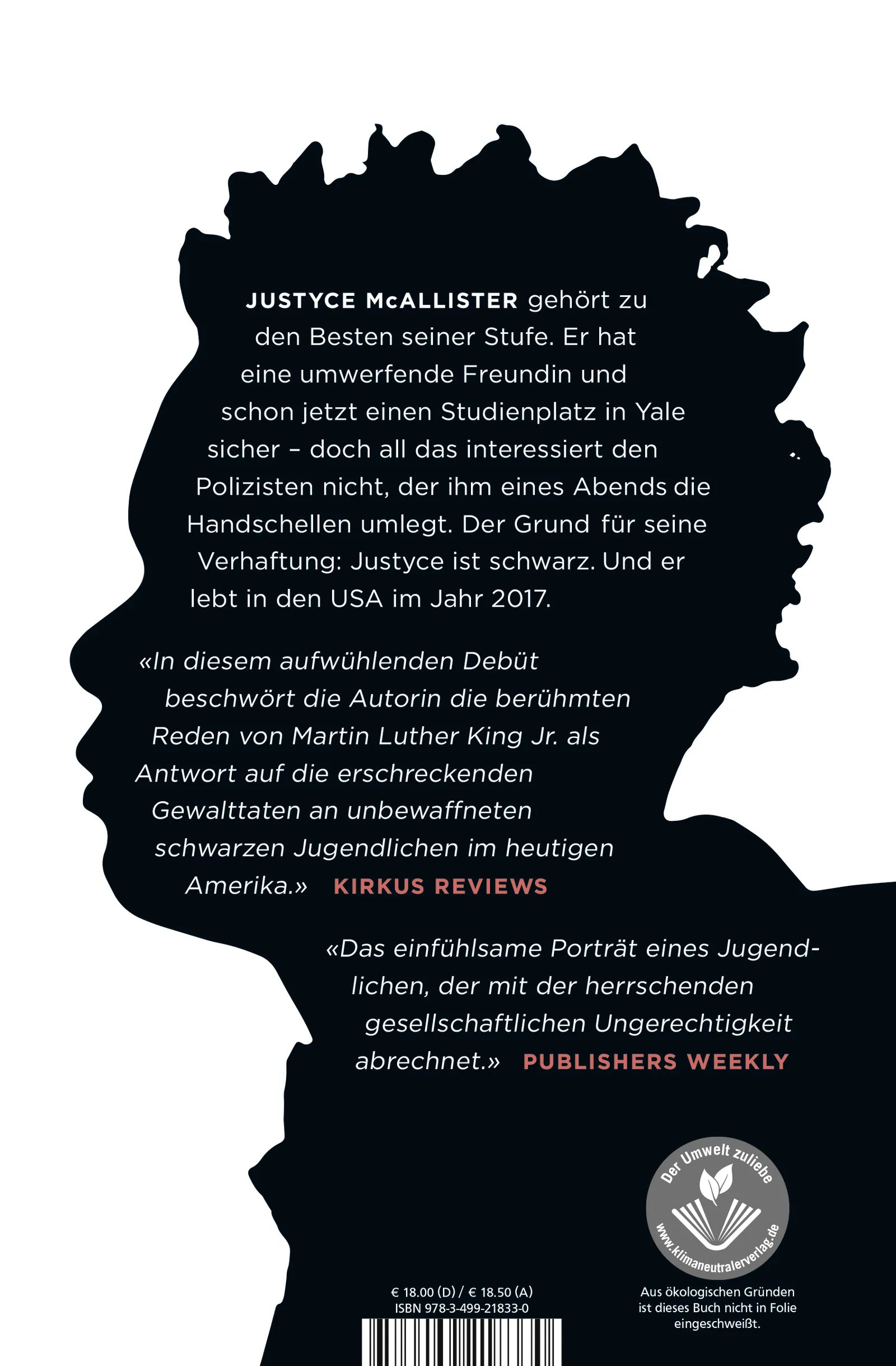 Buchrückseite von 'Dear Martin' mit Klappentext - Gebundene Ausgabe
