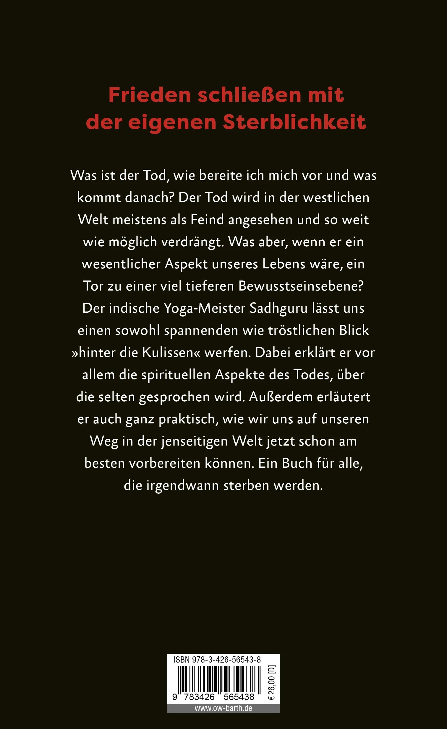 Buchrückseite von 'Death' mit Klappentext - Gebundene Ausgabe