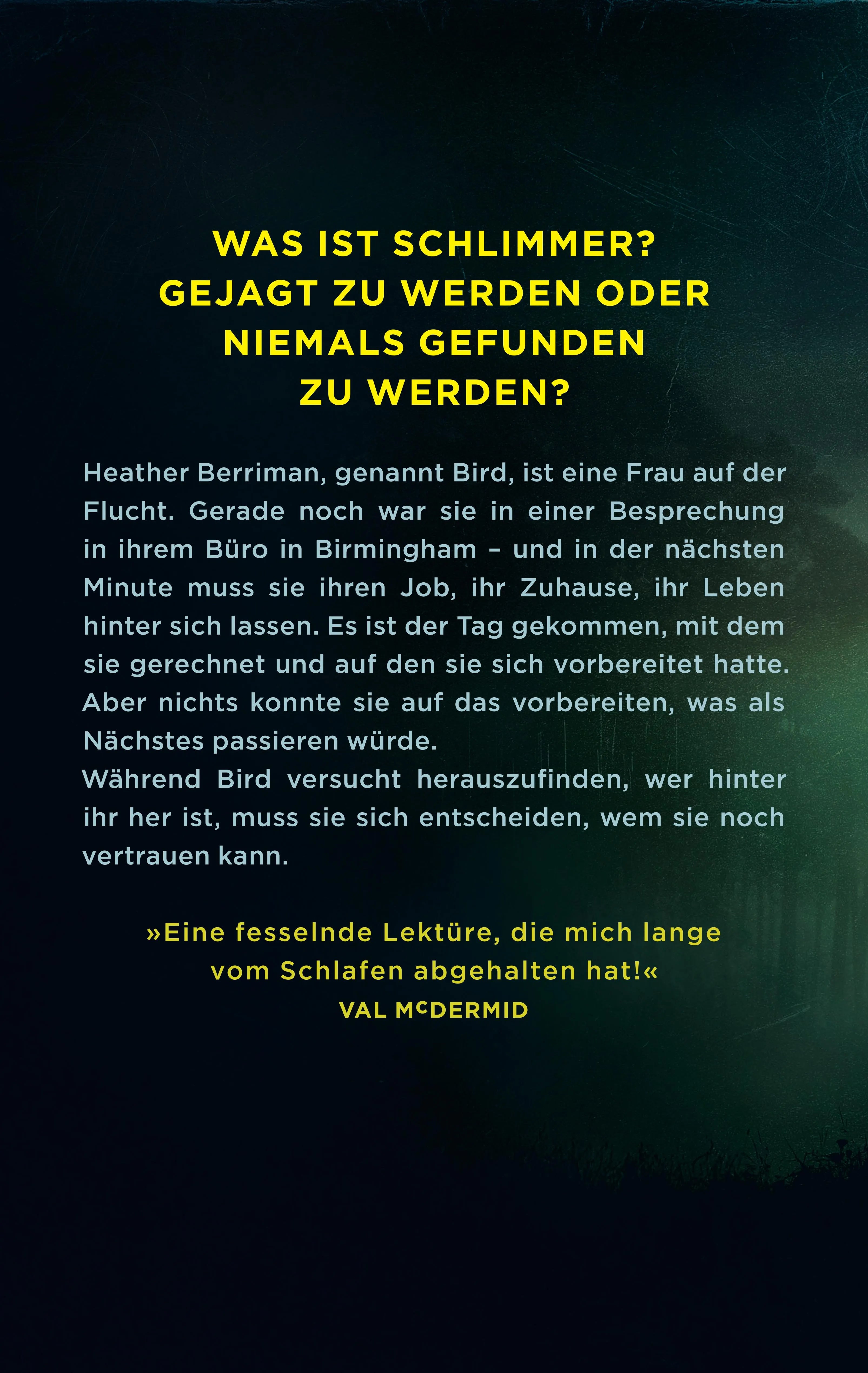 Buchrückseite von 'Deckname: Bird' mit Klappentext - Paperback