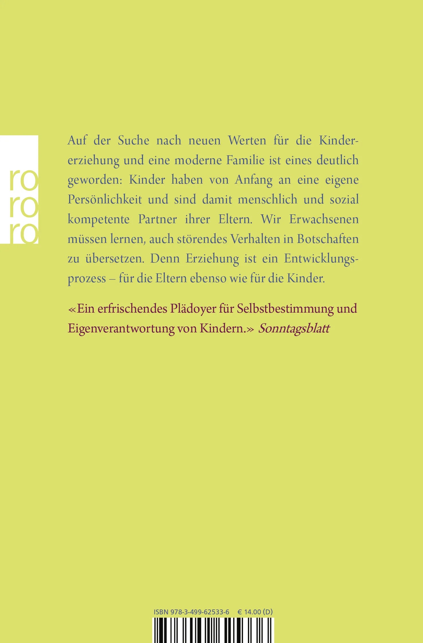 Buchrückseite von 'Dein kompetentes Kind' mit Klappentext - Taschenbuch