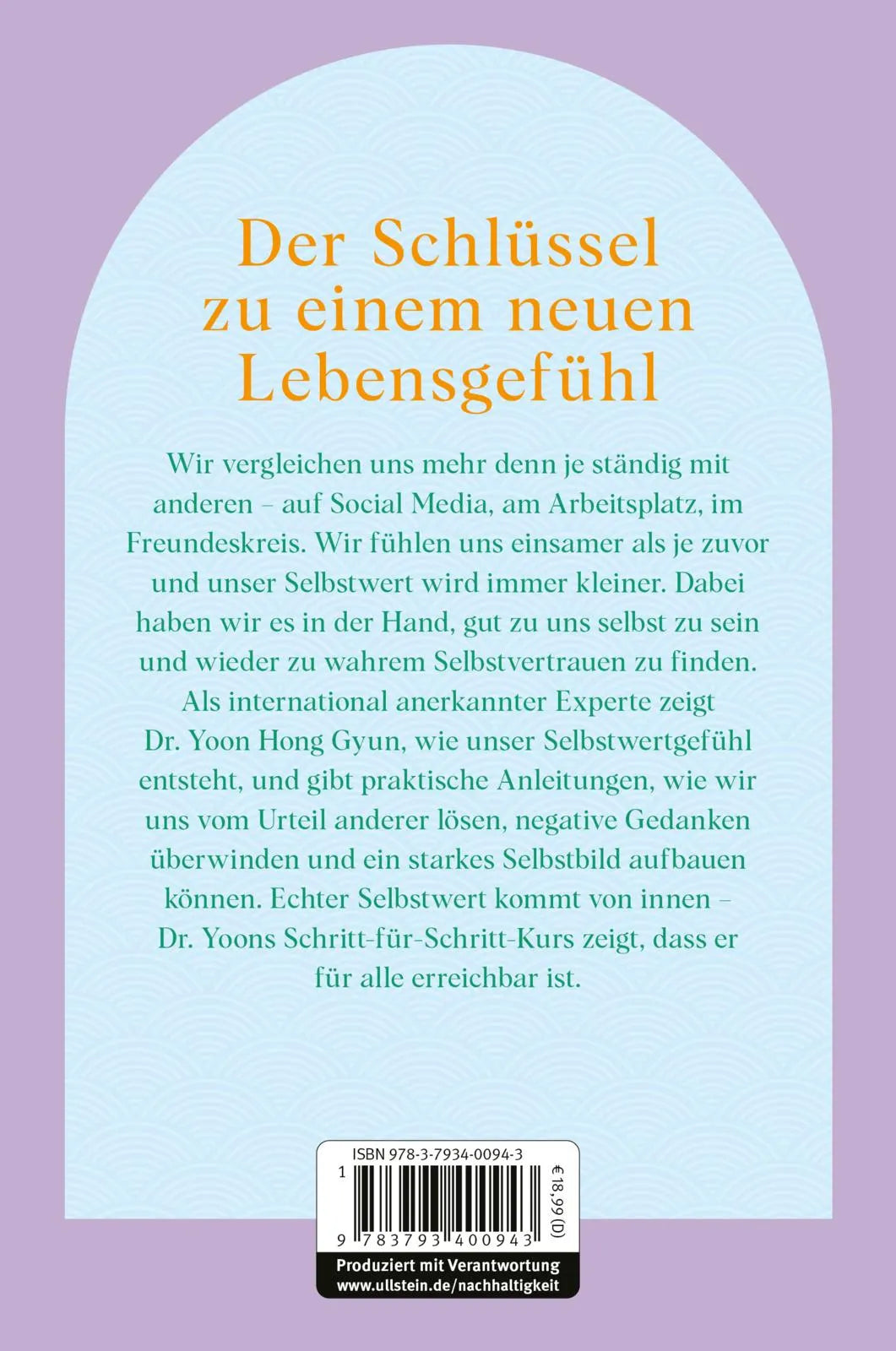 Buchrückseite von 'Deinen Selbstwert bestimmst nur du' mit Klappentext - Paperback