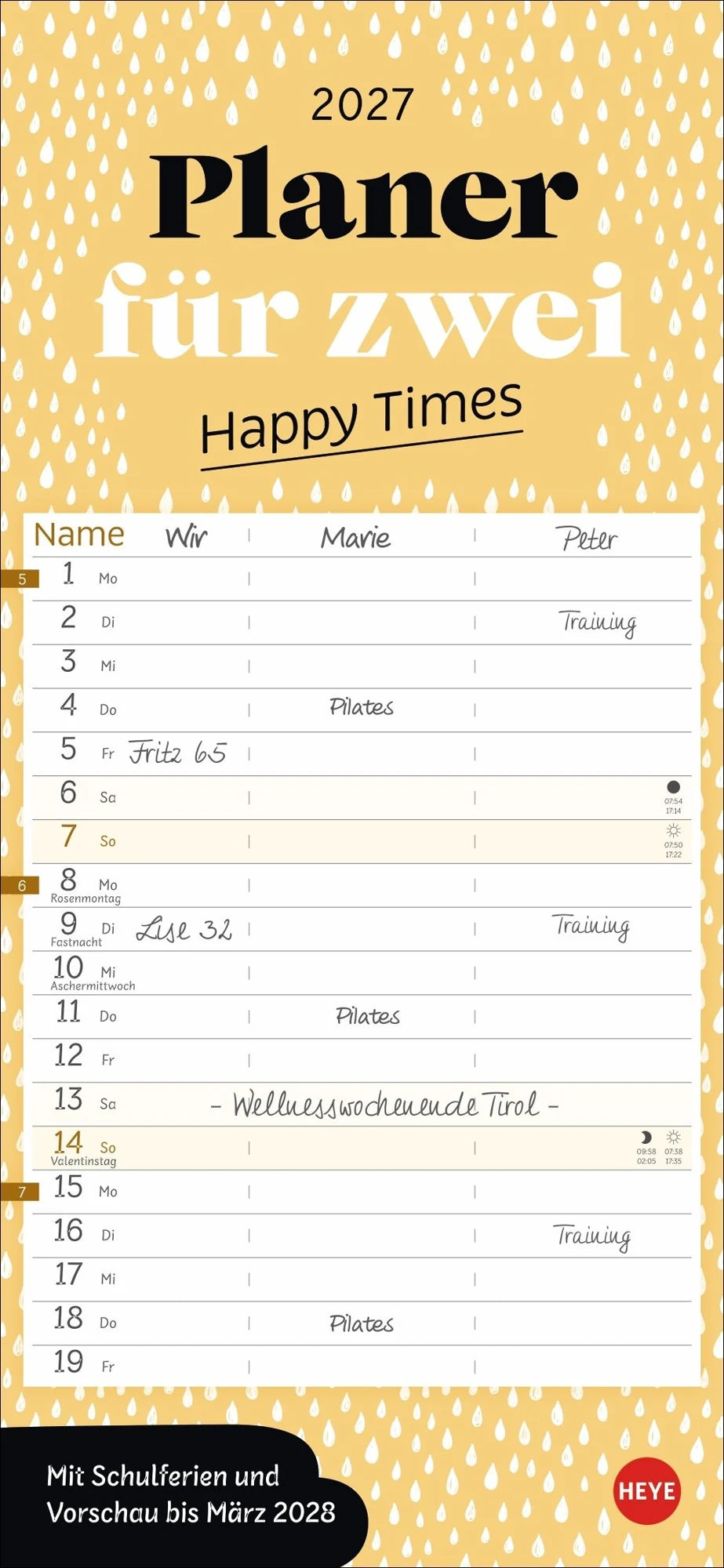 Wandkalender: Deko-Slimplaner Happy Times 2027