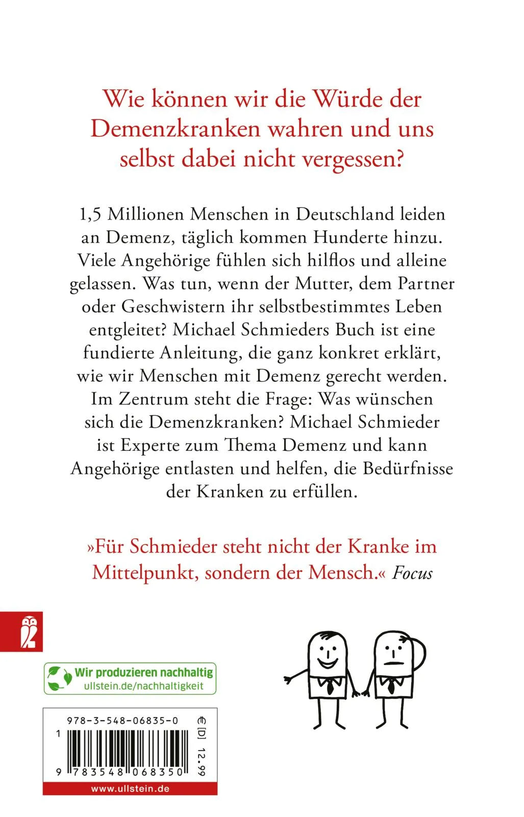 Buchrückseite von 'Dement, aber nicht vergessen' mit Klappentext - Taschenbuch