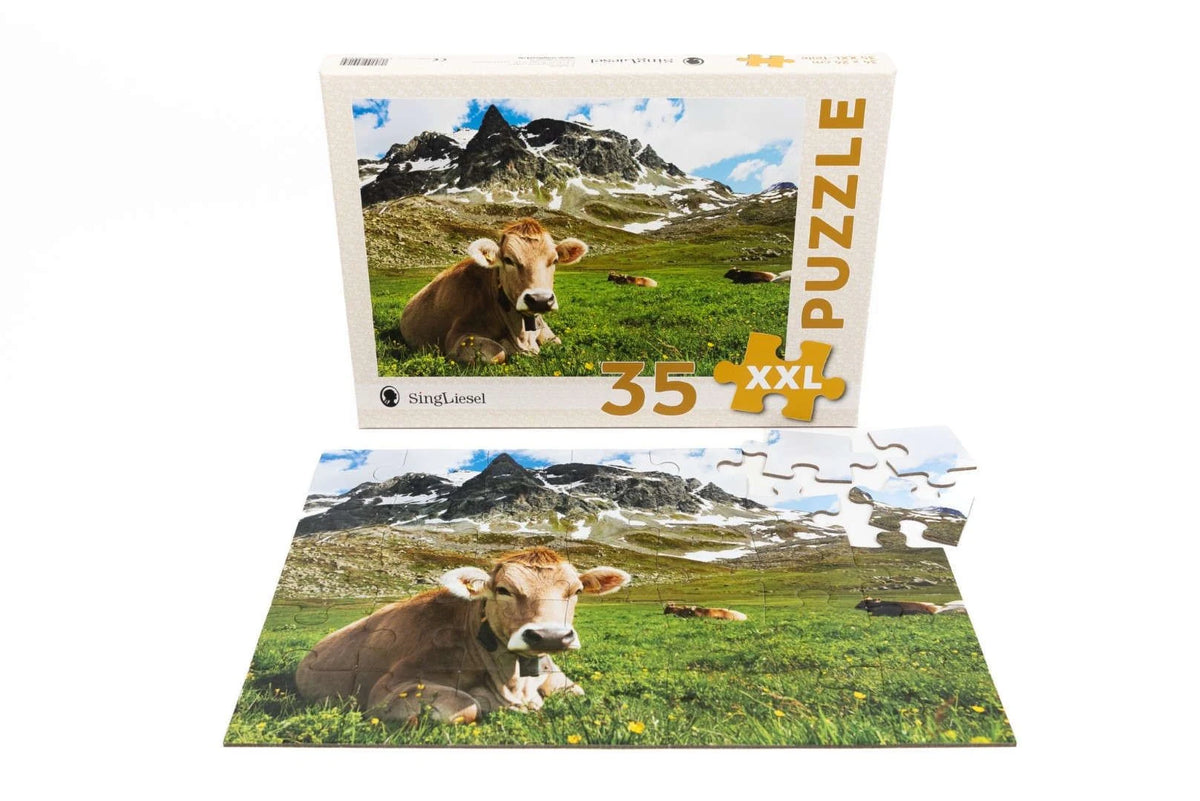 Demenz-Puzzle: Alpen. Das Demenz-Puzzle-Spiel mit 35 Puzzle-Teilen im XXL-Format. – Ansicht