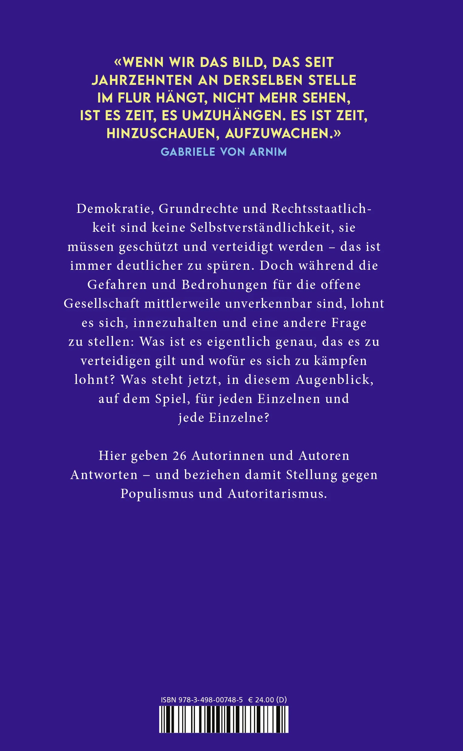 Buchrückseite von 'Demokratie' mit Klappentext - Gebundene Ausgabe