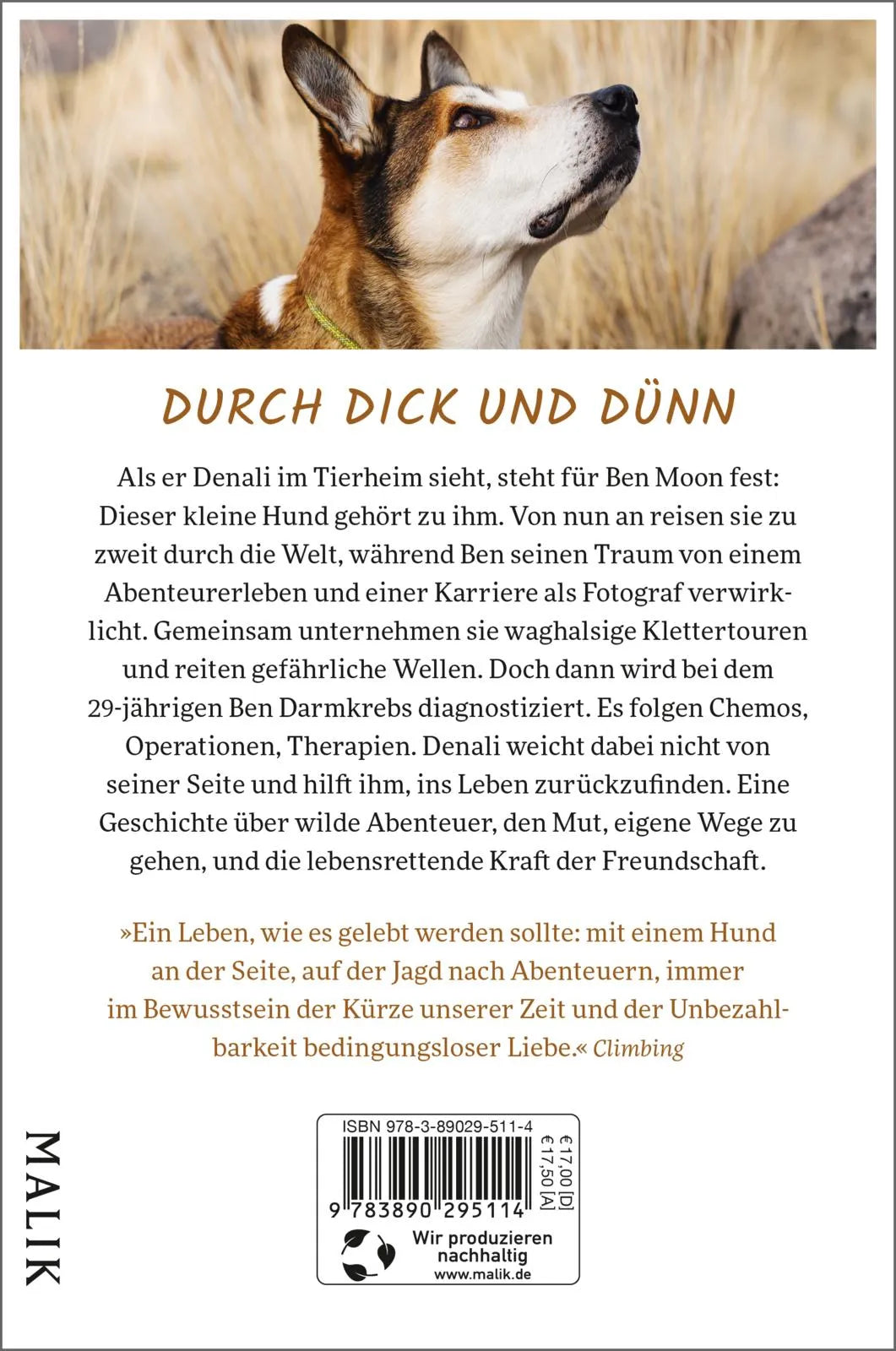 Buchrückseite von 'Denali' mit Klappentext - Paperback