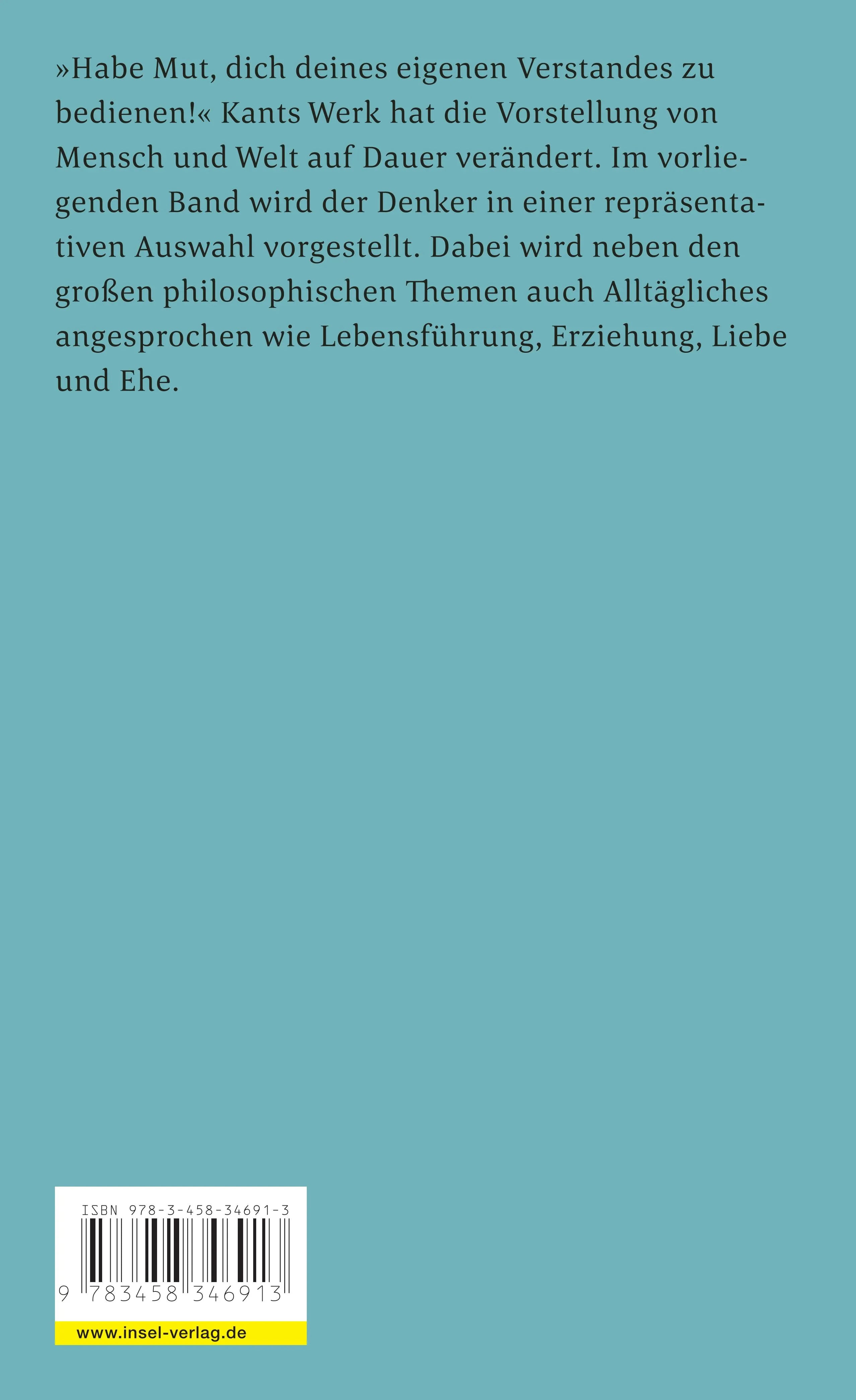 Buchrückseite von 'Denken mit Kant' mit Klappentext - Taschenbuch