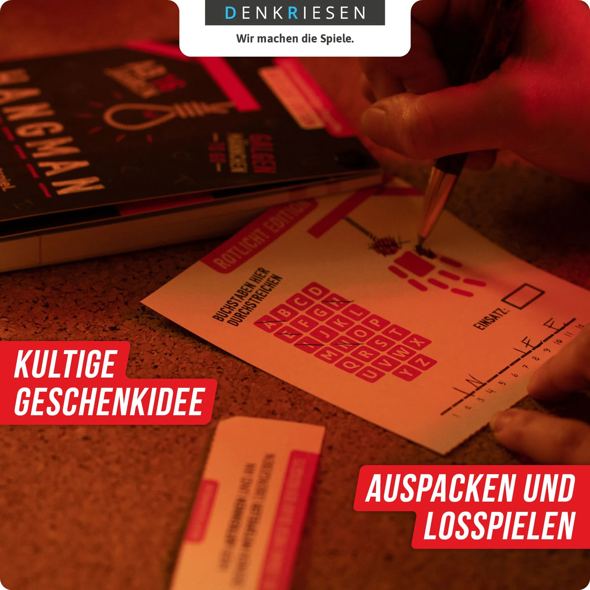 DENKRIESEN - HANGMAN® - ROTLICHT EDITION "Galgenmännchen TO GO" – Ansicht