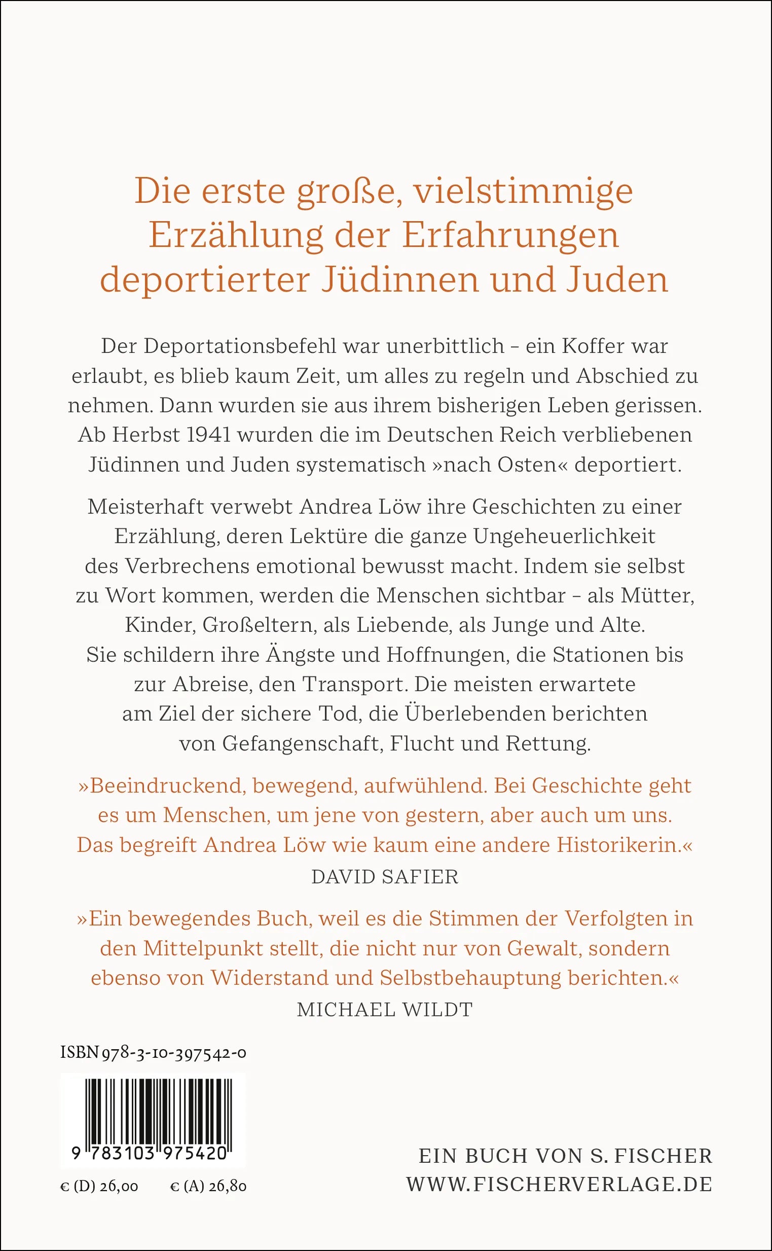 Buchrückseite von 'Deportiert' mit Klappentext - Gebundene Ausgabe
