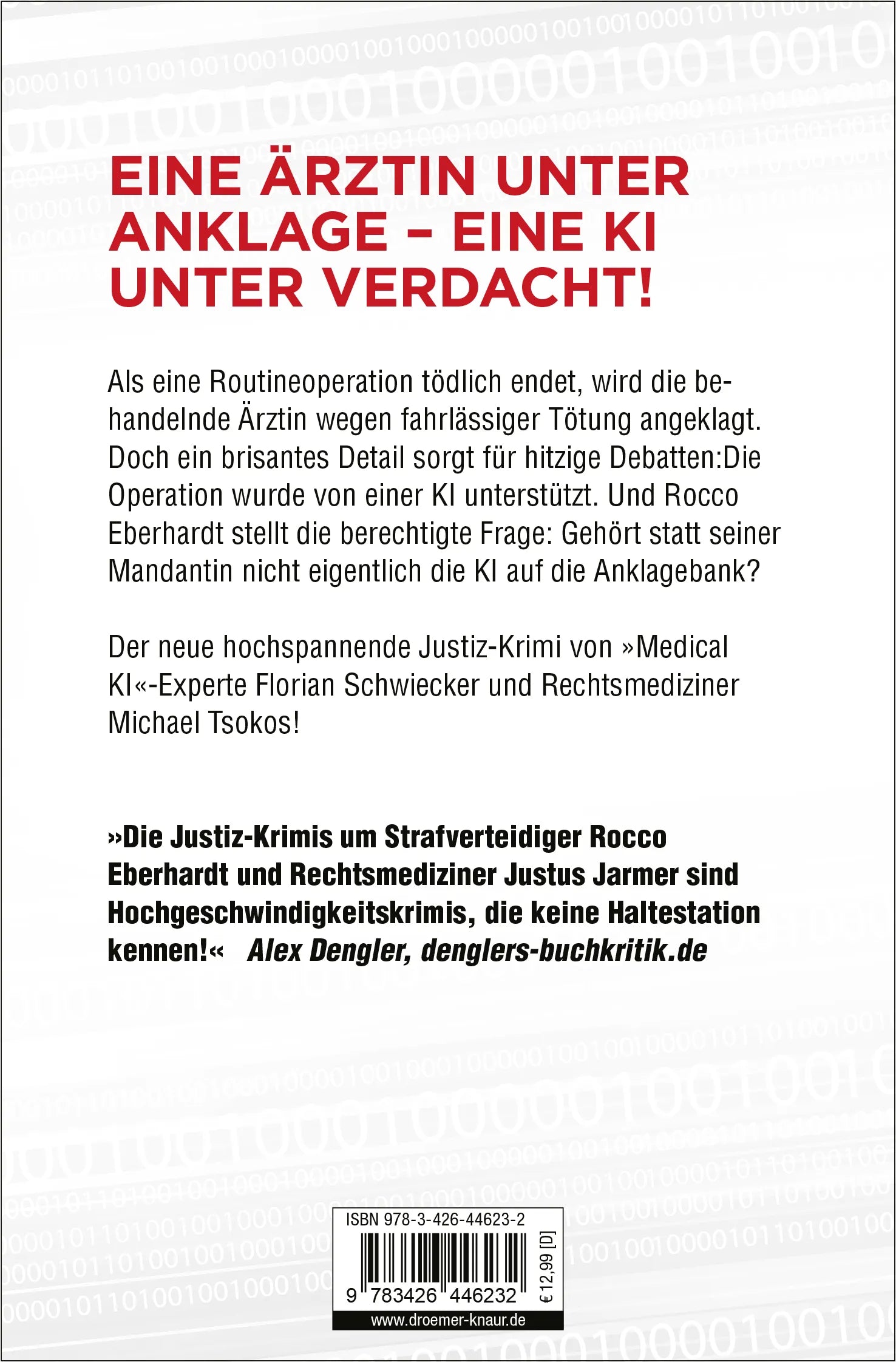 Buchrückseite von 'Der 1. Patient' mit Klappentext - Taschenbuch