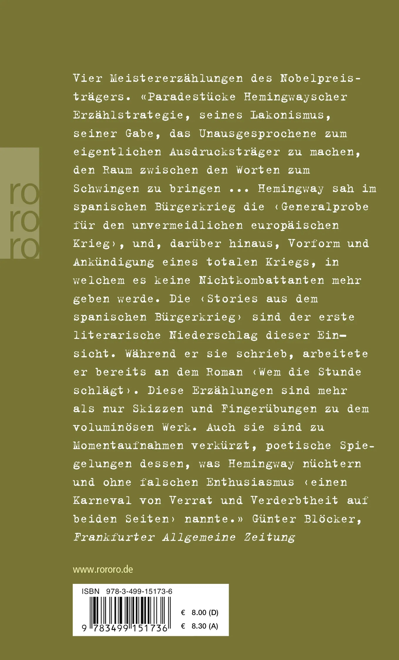 Buchrückseite von 'Der Abend vor der Schlacht' mit Klappentext - Taschenbuch