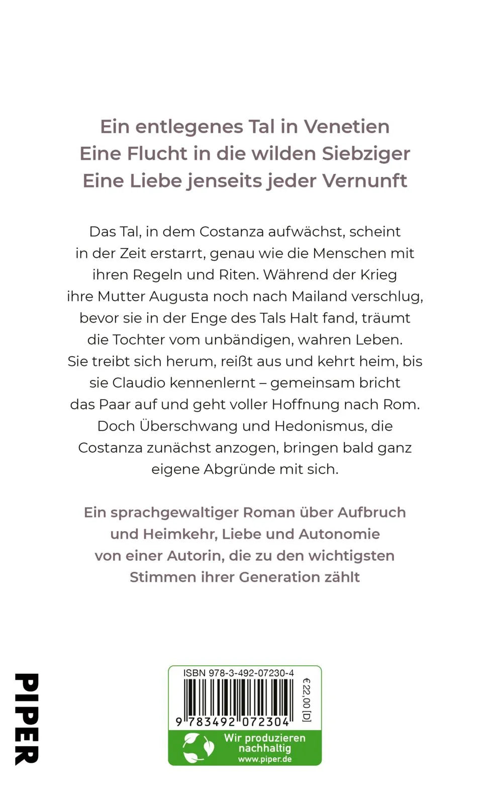 Buchrückseite von 'Der Aufruhr unserer Herzen' mit Klappentext - Gebundene Ausgabe