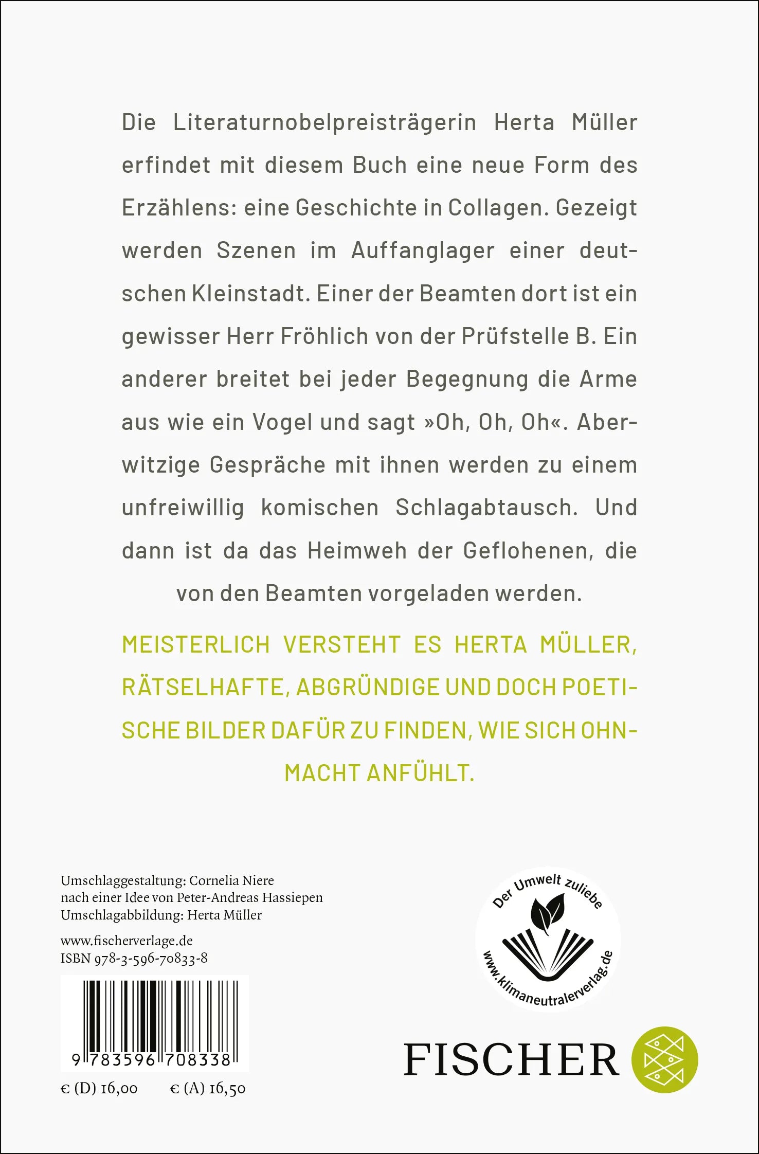 Buchrückseite von 'Der Beamte sagte' mit Klappentext - Taschenbuch
