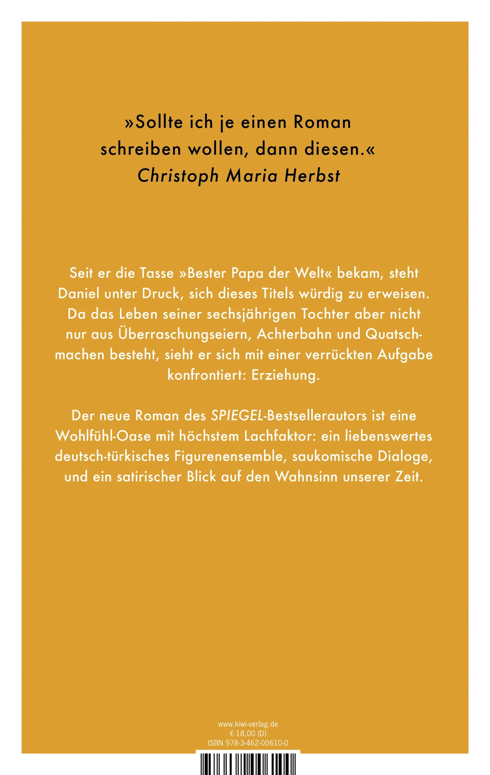 Buchrückseite von 'Der beste Papa der Welt' mit Klappentext - Paperback
