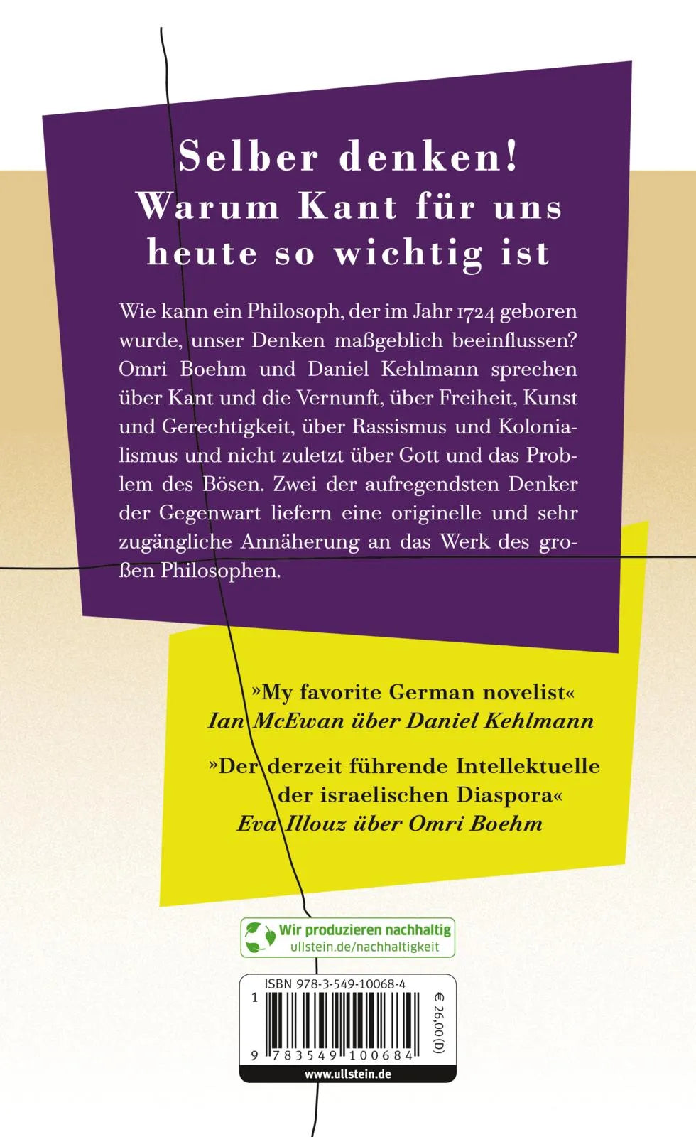 Buchrückseite von 'Der bestirnte Himmel über mir' mit Klappentext - Gebundene Ausgabe