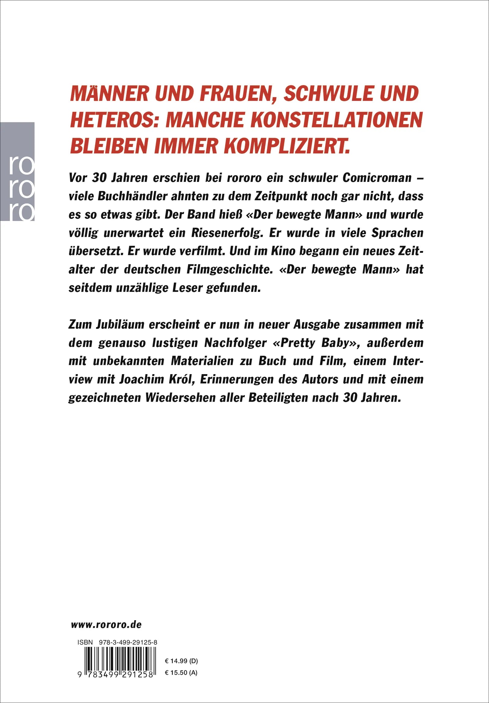 Buchrückseite von 'Der bewegte Mann / Pretty Baby' mit Klappentext - Taschenbuch