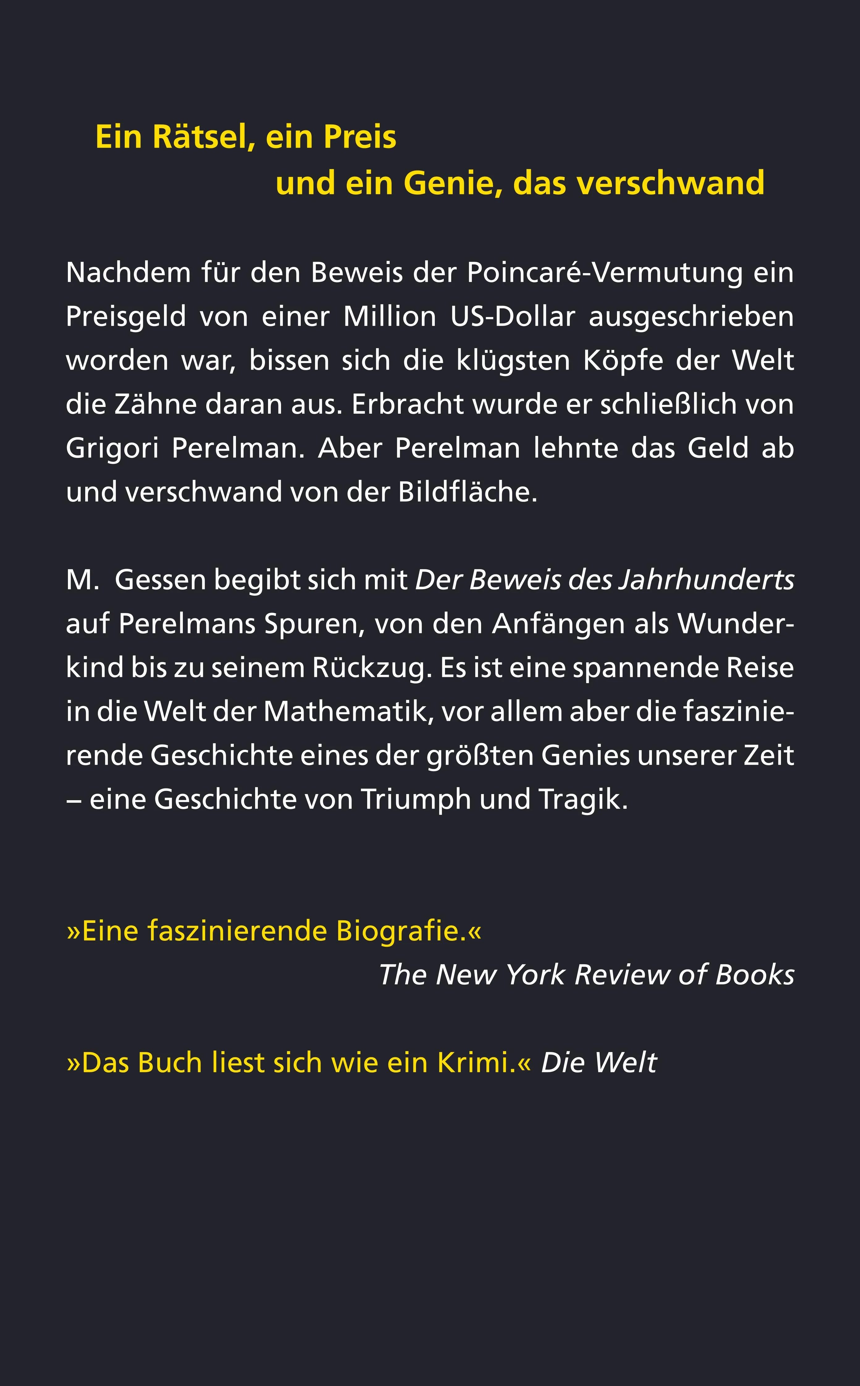 Rückseite: Der Beweis des Jahrhunderts (Taschenbuch)