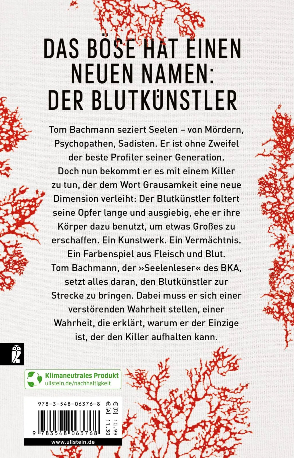 Buchrückseite von 'Der Blutkünstler' mit Klappentext - Taschenbuch