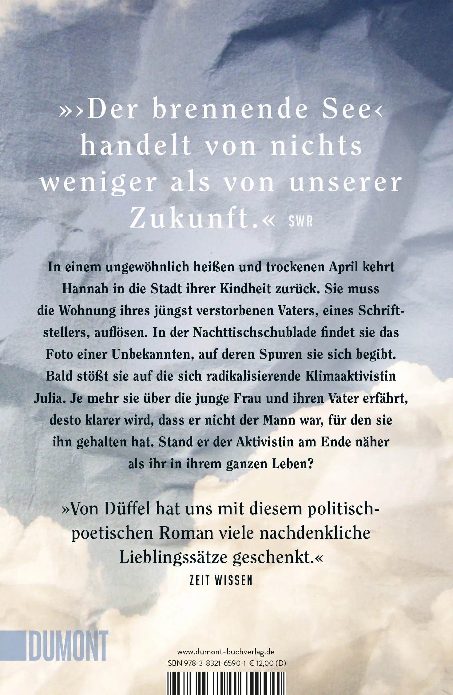 Buchrückseite von 'Der brennende See' mit Klappentext - Taschenbuch