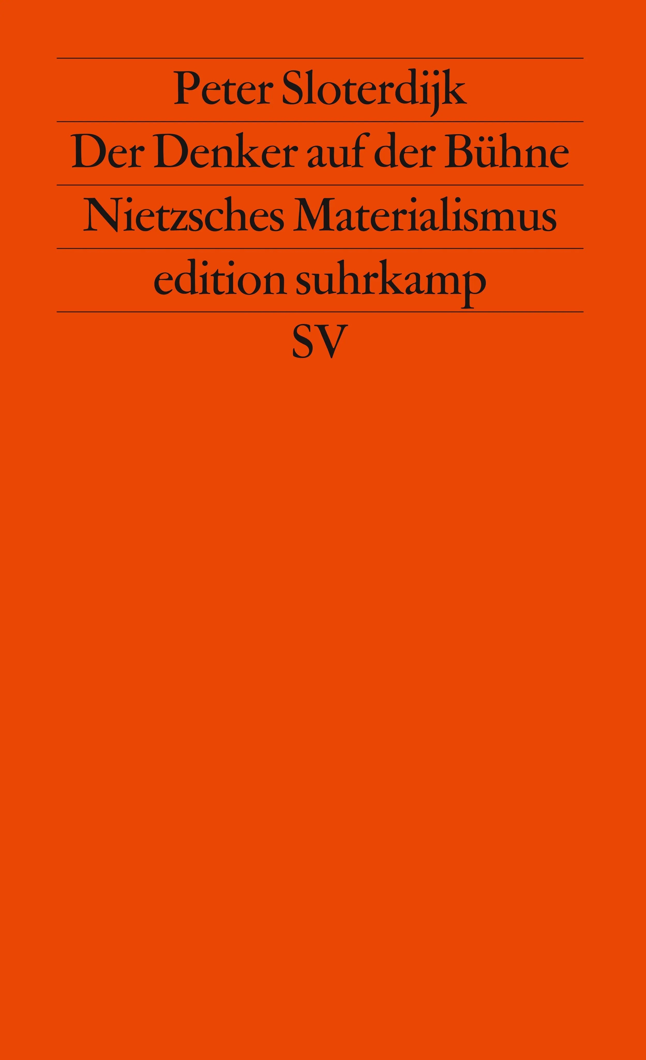 Buchcover von 'Der Denker auf der Bühne' - Taschenbuch von Peter Sloterdijk