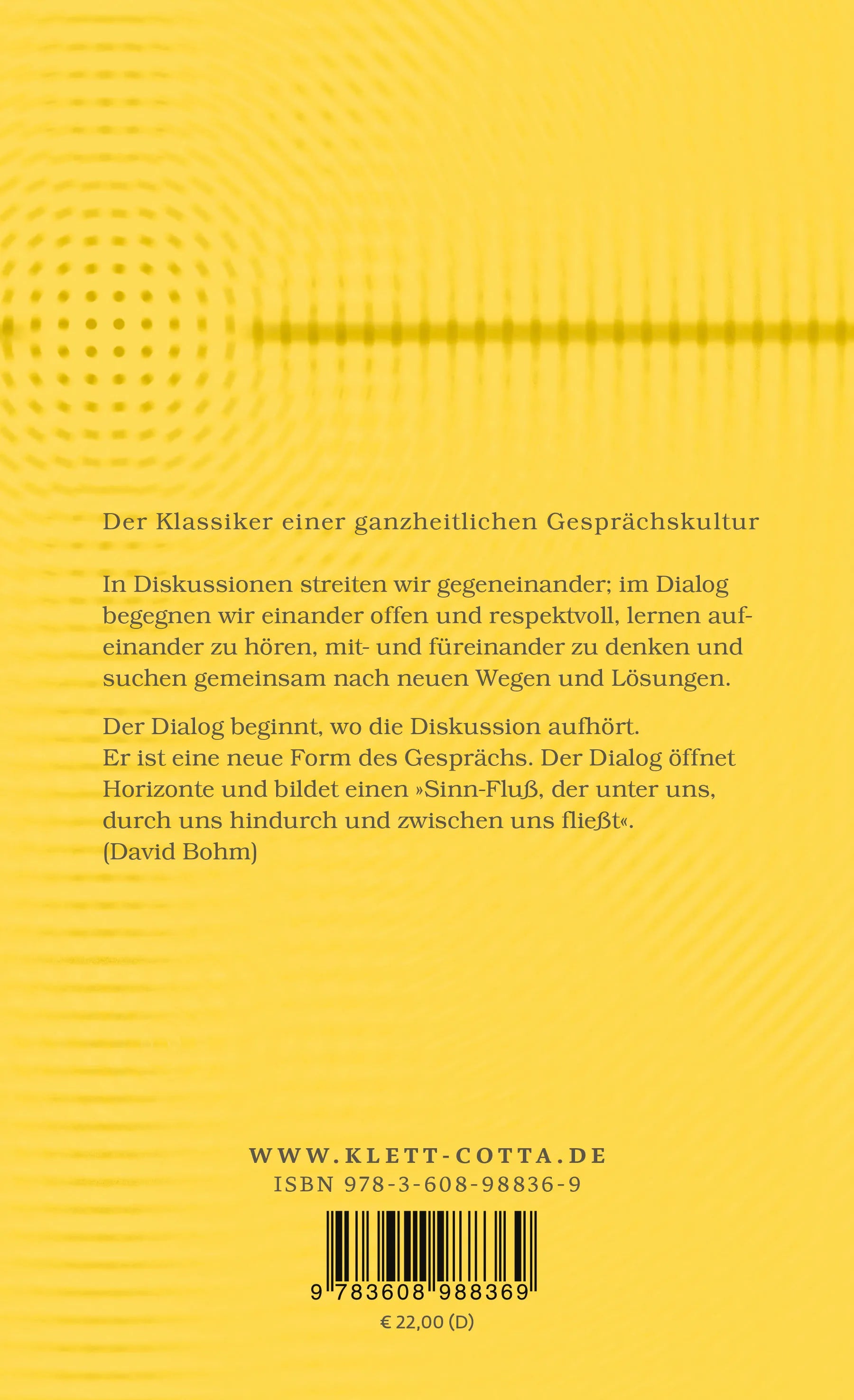 Buchrückseite von 'Der Dialog' mit Klappentext - Paperback