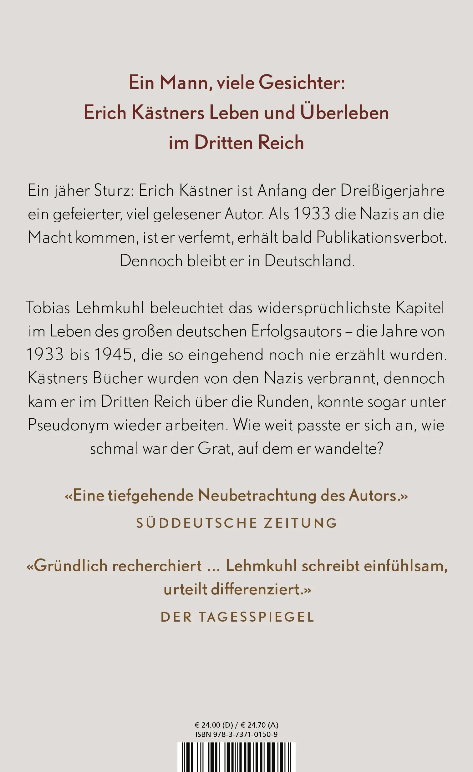 Buchrückseite von 'Der doppelte Erich' mit Klappentext - Gebundene Ausgabe