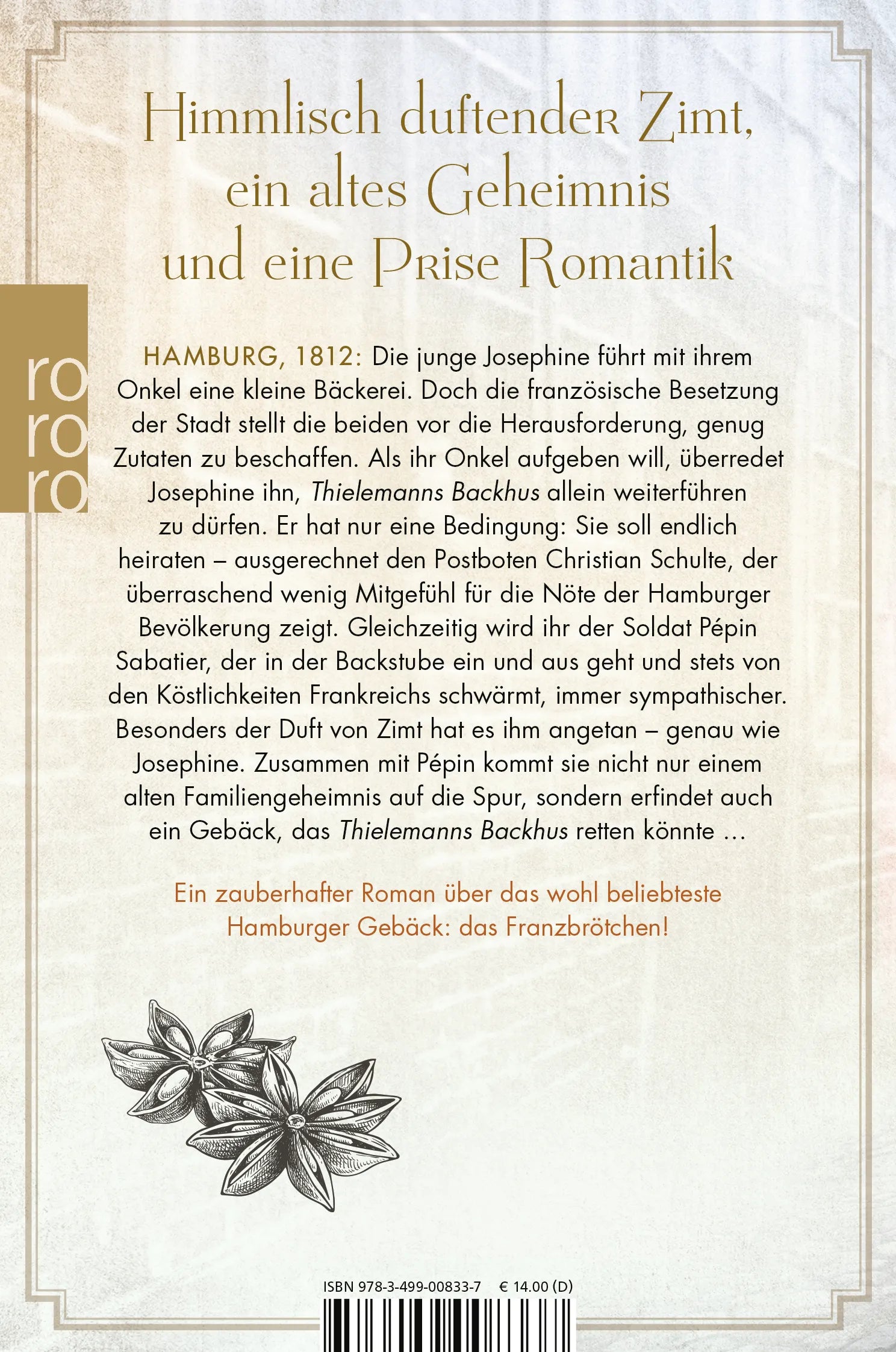 Buchrückseite von 'Der Duft von Zimt' mit Klappentext - Taschenbuch