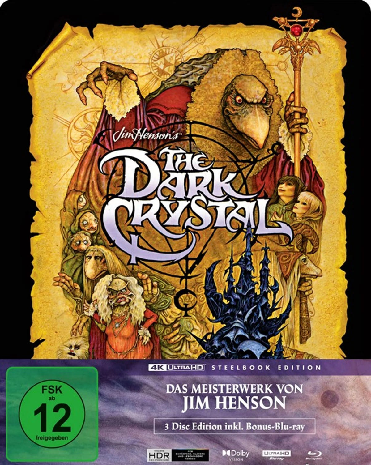 4K UHD Blu-ray-Cover: Der dunkle Kristall. Regie: Jim Henson