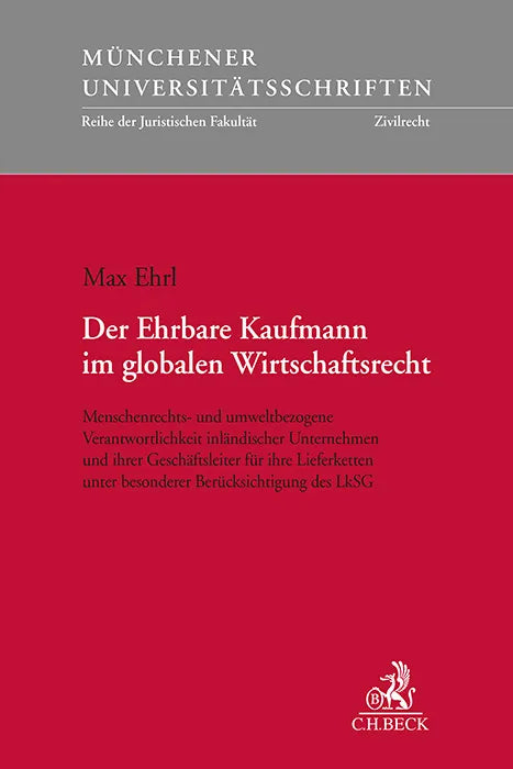 Buchcover von 'Der Ehrbare Kaufmann im globalen Wirtschaftsrecht' - Taschenbuch von Max Ehrl