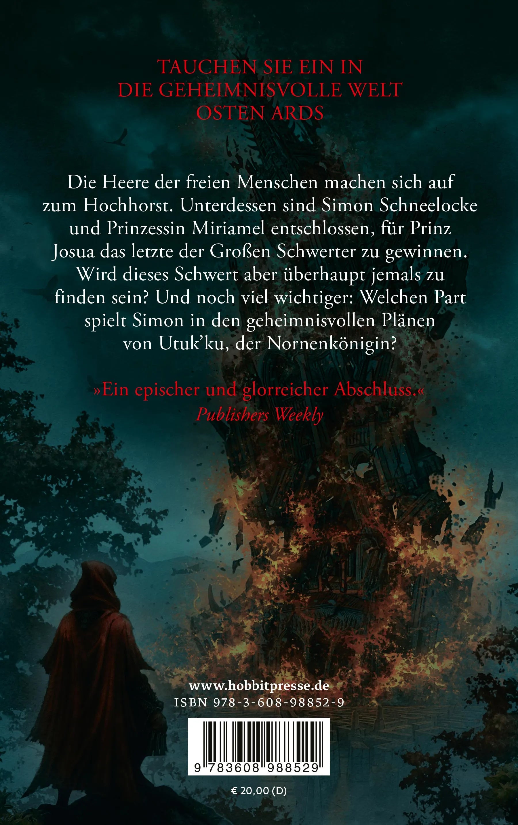 Buchrückseite von 'Der Engelsturm' mit Klappentext - Taschenbuch