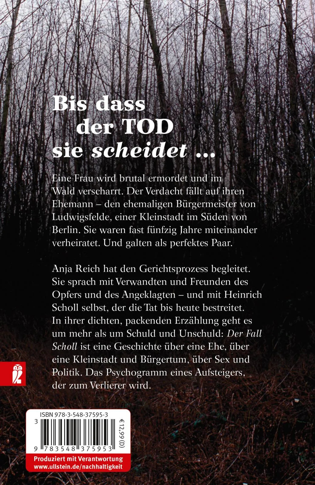 Buchrückseite von 'Der Fall Scholl' mit Klappentext - Taschenbuch