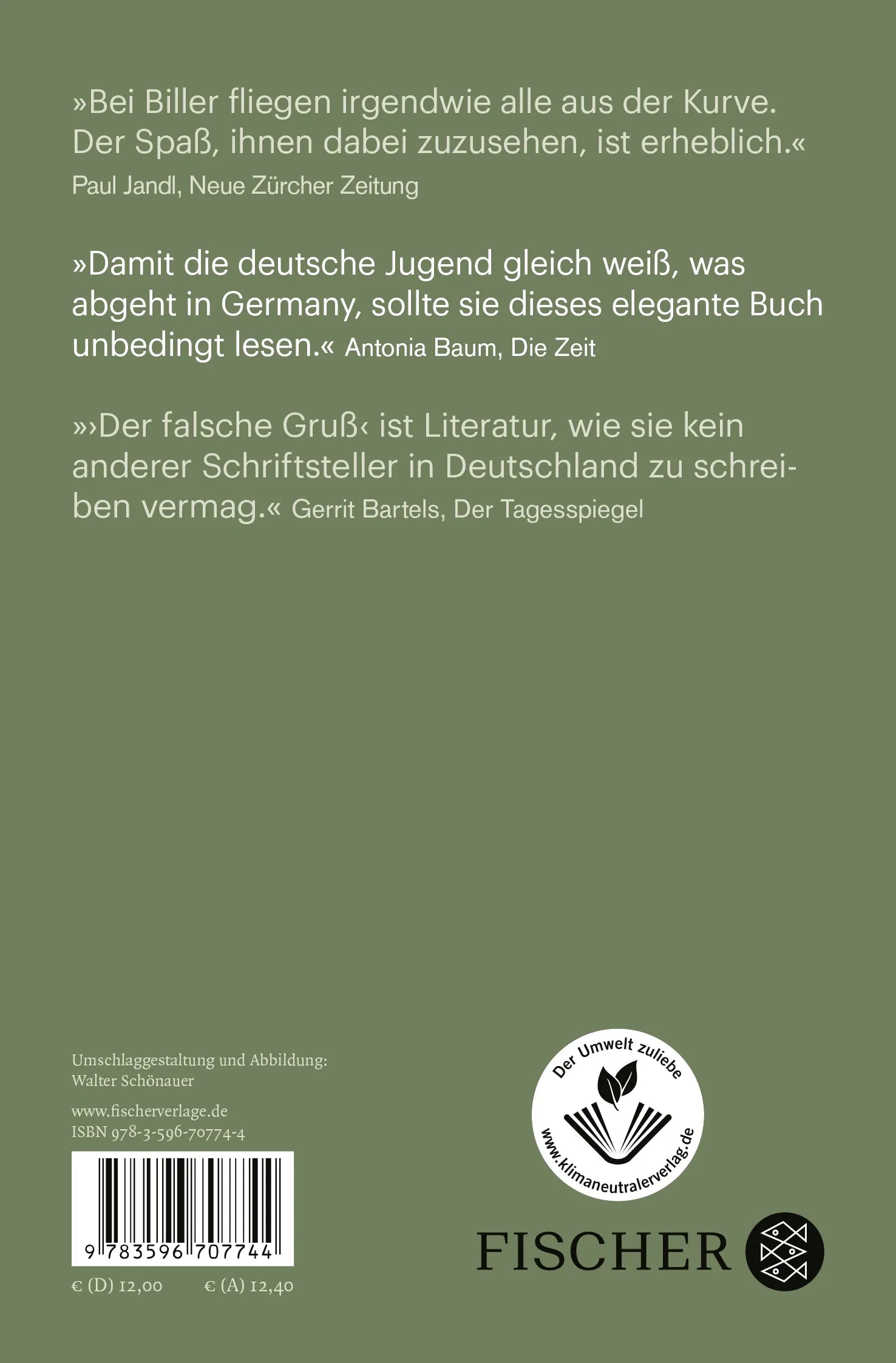 Buchrückseite von 'Der falsche Gruß' mit Klappentext - Taschenbuch
