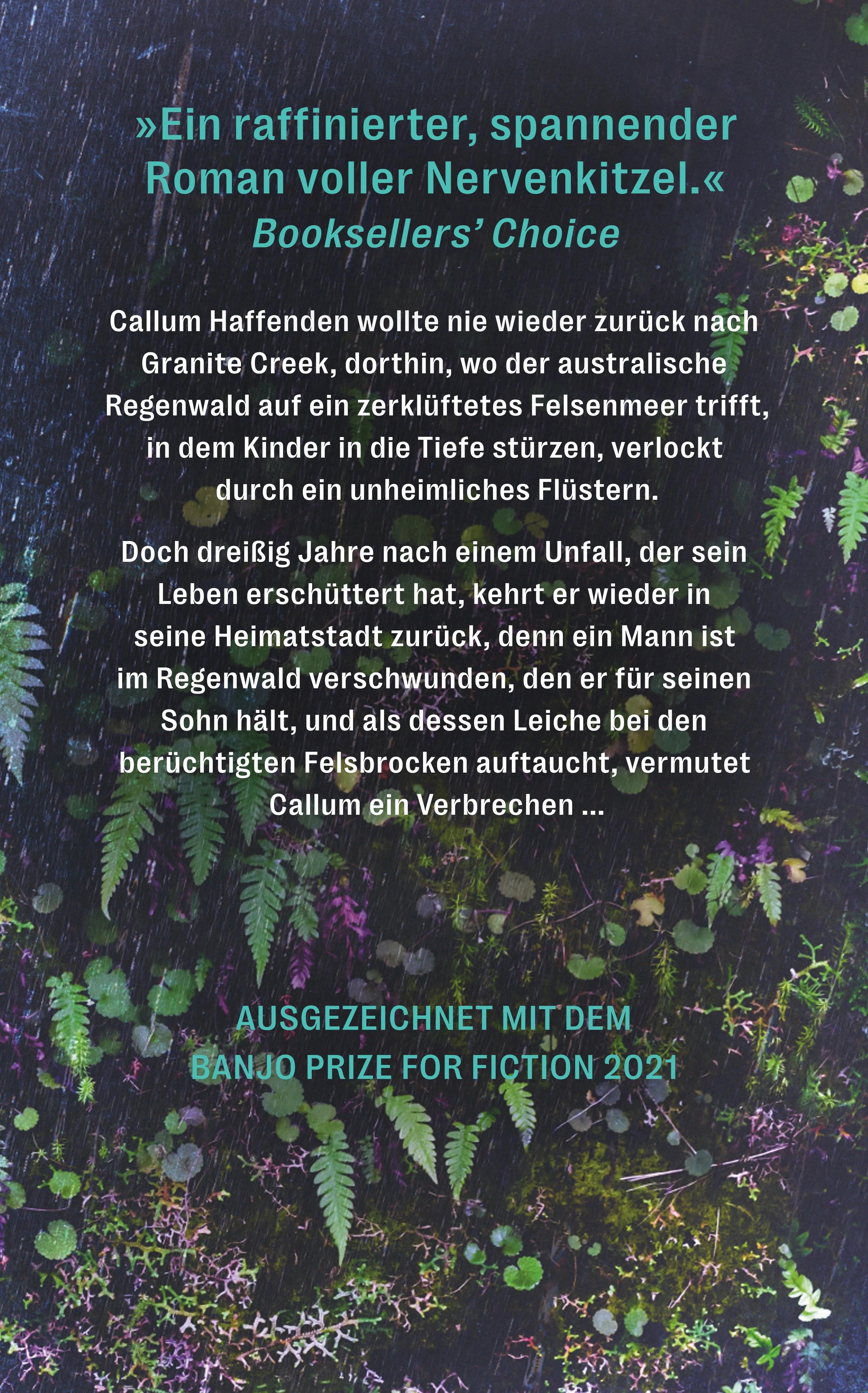 Buchrückseite von 'Der flüsternde Abgrund' mit Klappentext - Paperback
