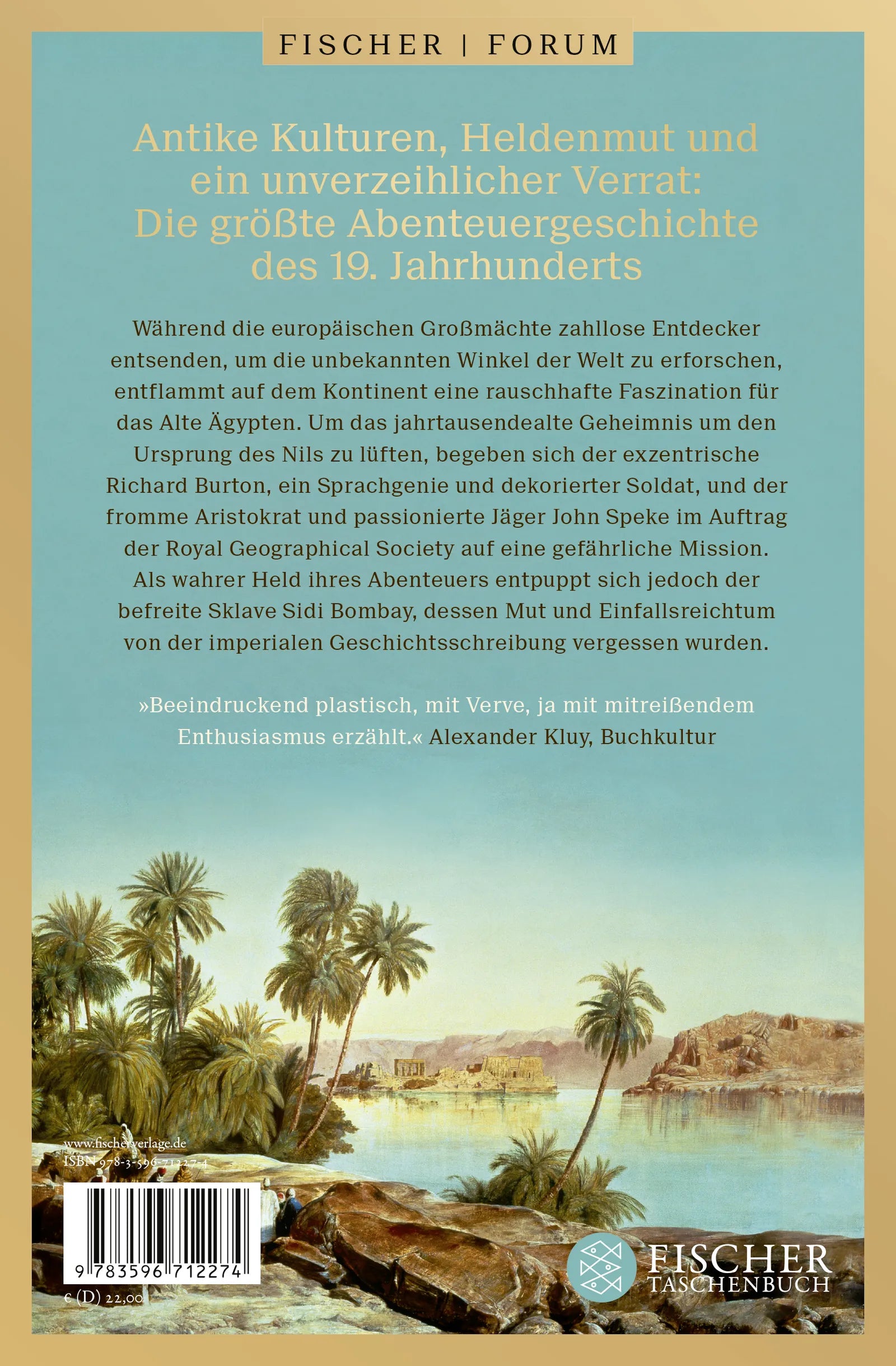 Buchrückseite von 'Der Fluss der Götter' mit Klappentext - Paperback