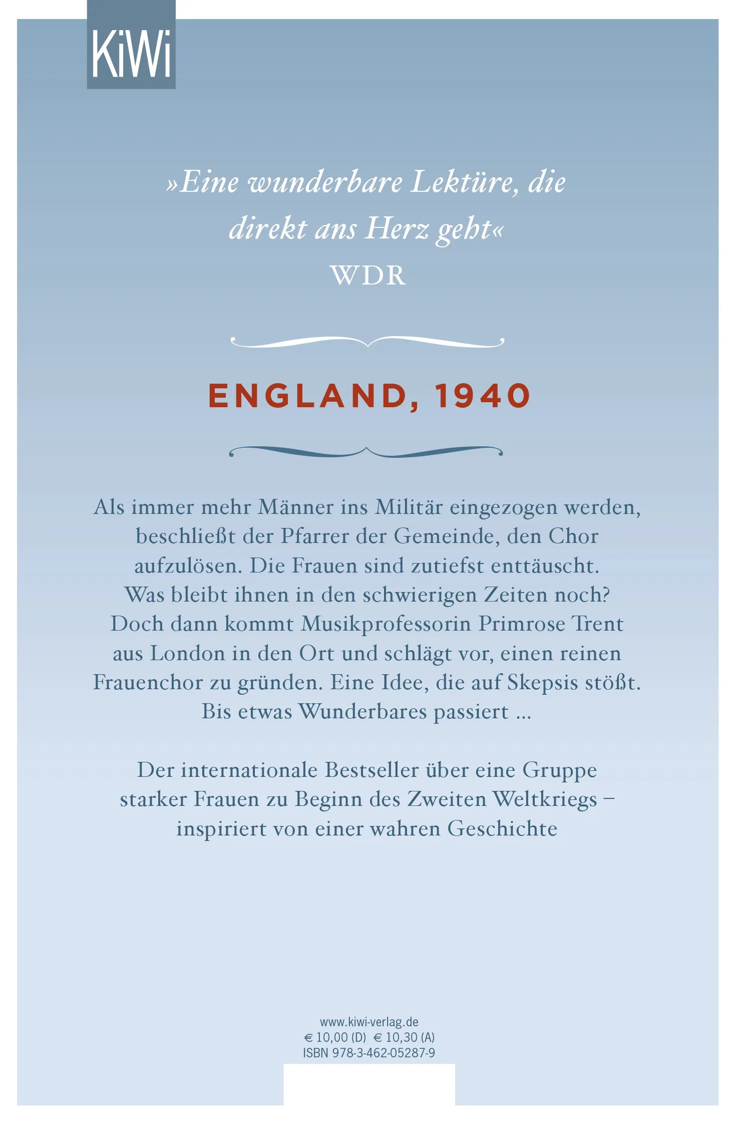 Buchrückseite von 'Der Frauenchor von Chilbury' mit Klappentext - Taschenbuch