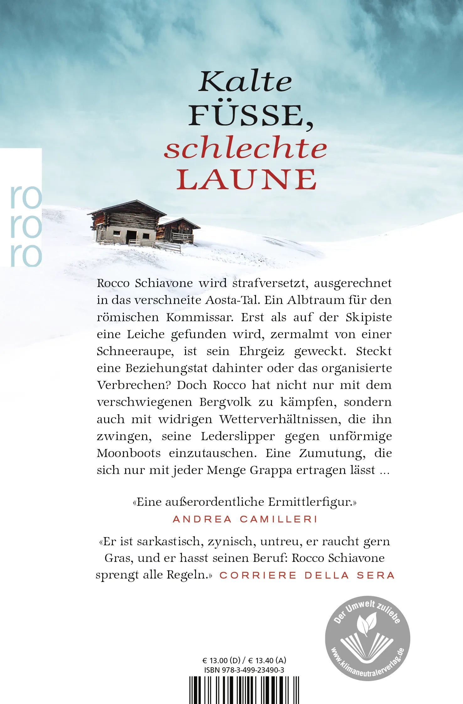 Buchrückseite von 'Der Gefrierpunkt des Blutes' mit Klappentext - Taschenbuch
