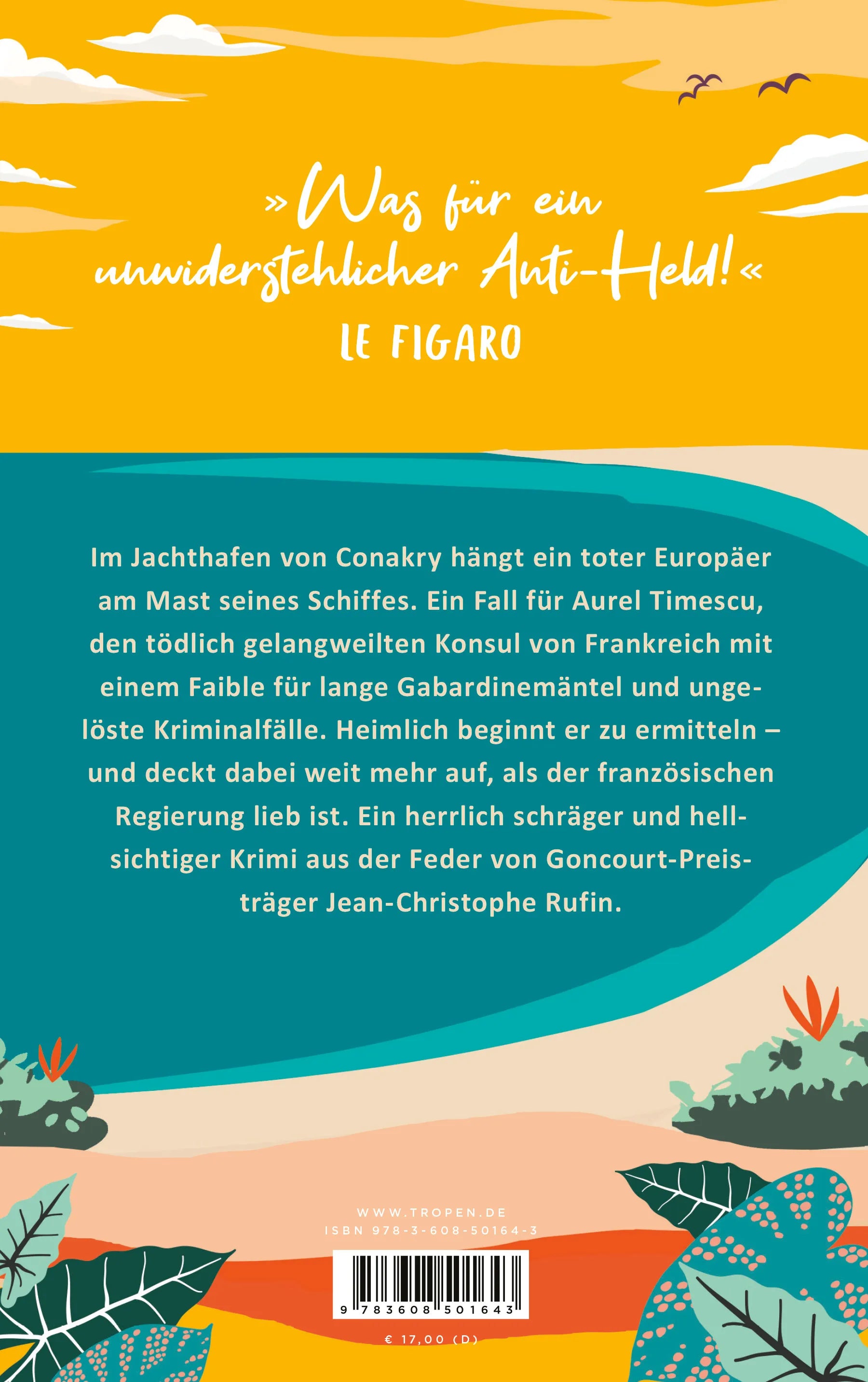 Buchrückseite von 'Der Gehängte von Conakry' mit Klappentext - Paperback
