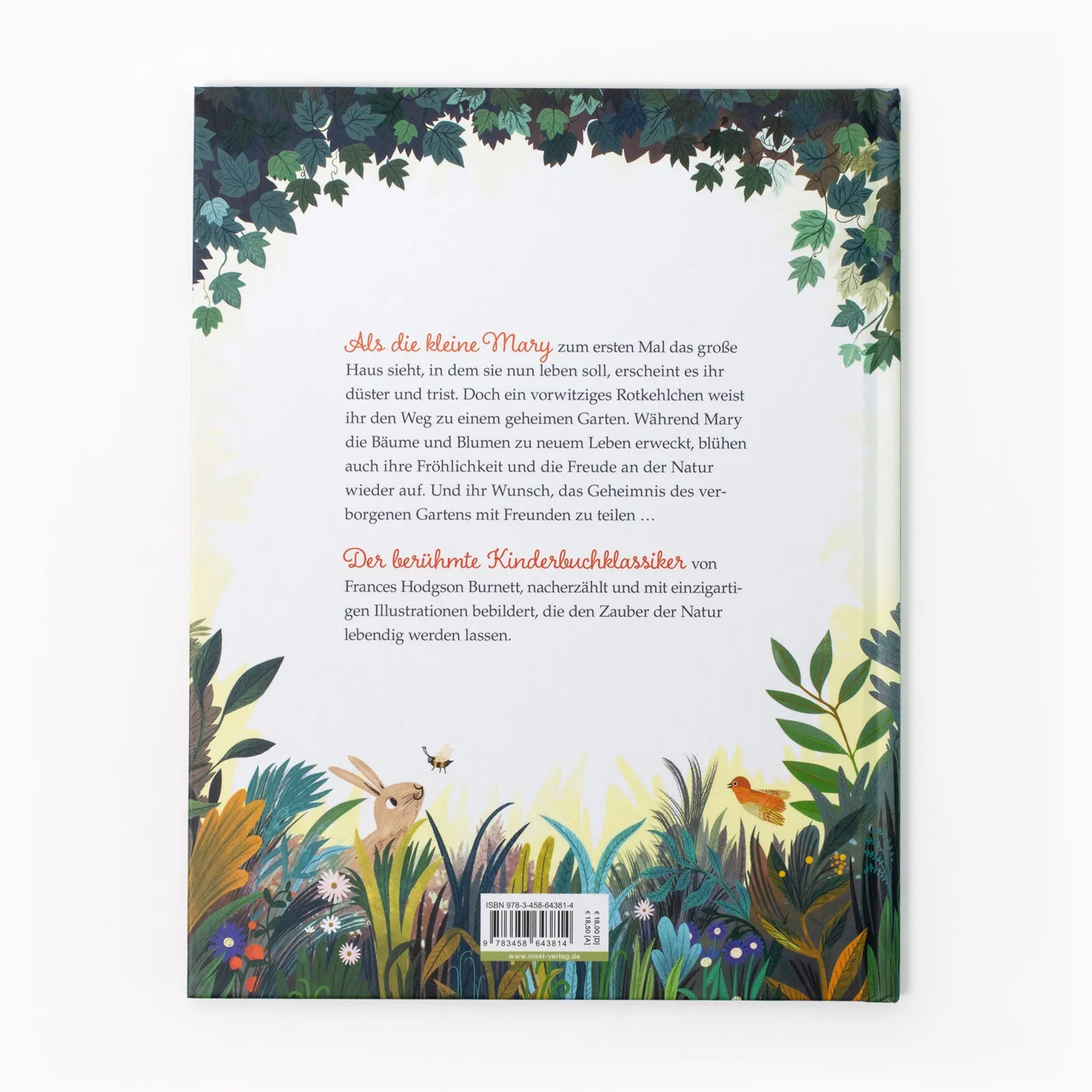Buchrückseite von 'Der geheime Garten' mit Klappentext - Gebundene Ausgabe