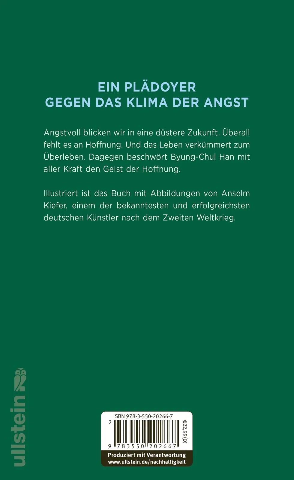 Buchrückseite von 'Der Geist der Hoffnung' mit Klappentext - Gebundene Ausgabe